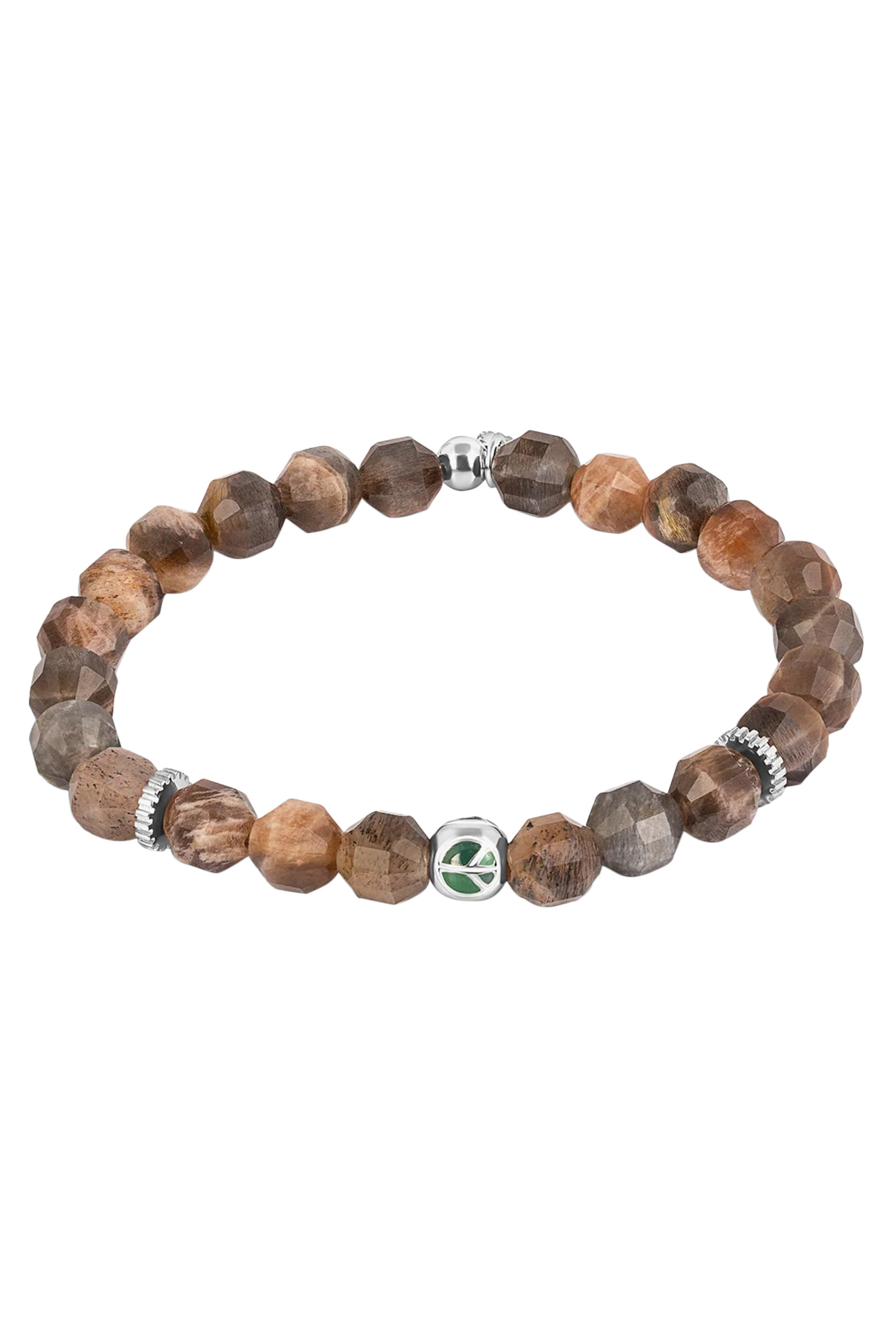  Hexade Peace Bracelet, Rhodium Plated Sterling Silver And Moonstone