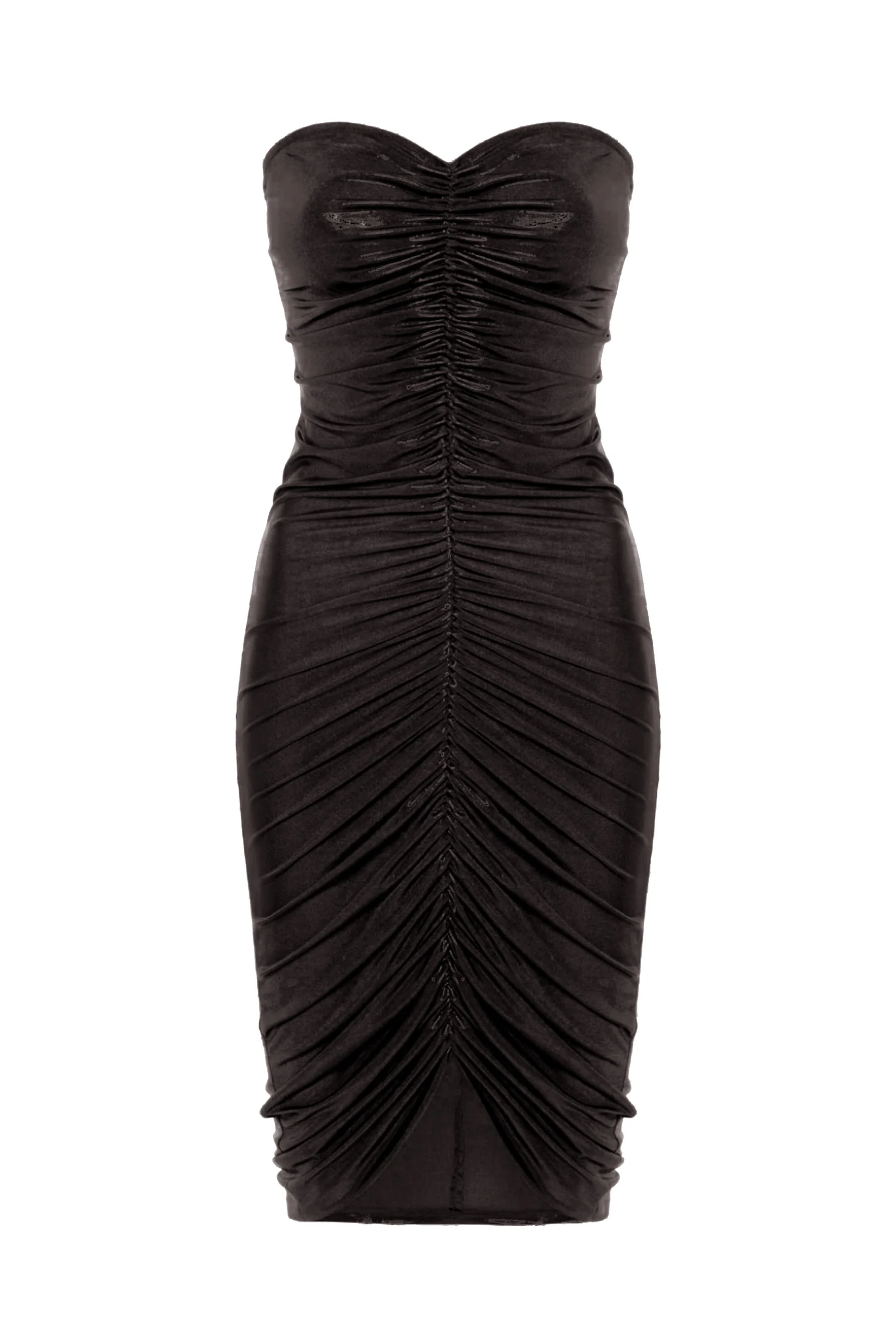 Strapless Shirred Front Dress to Knee