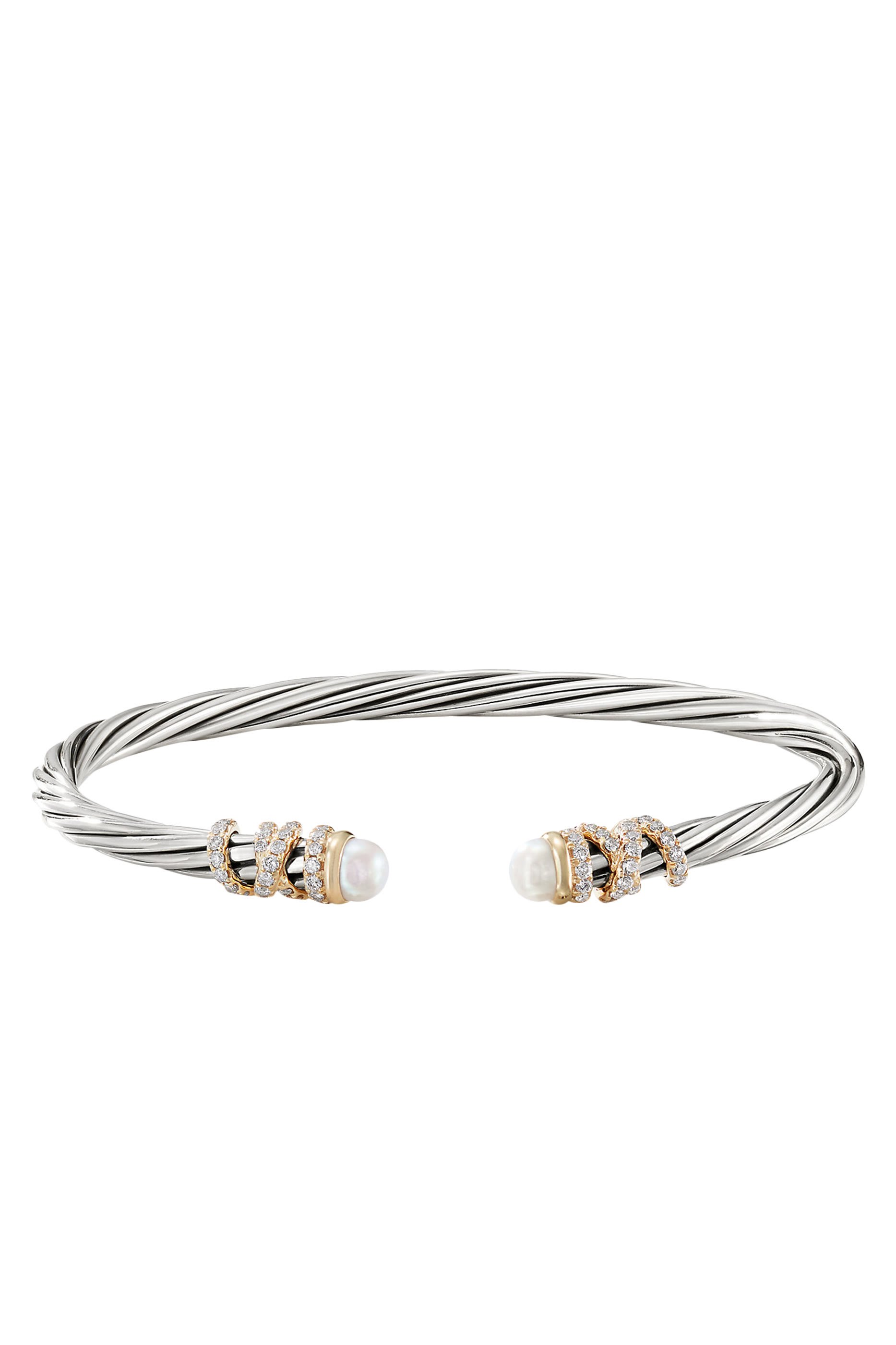 Helena Bracelet, Sterling Silver with 18K Gold, Diamond & Pearl