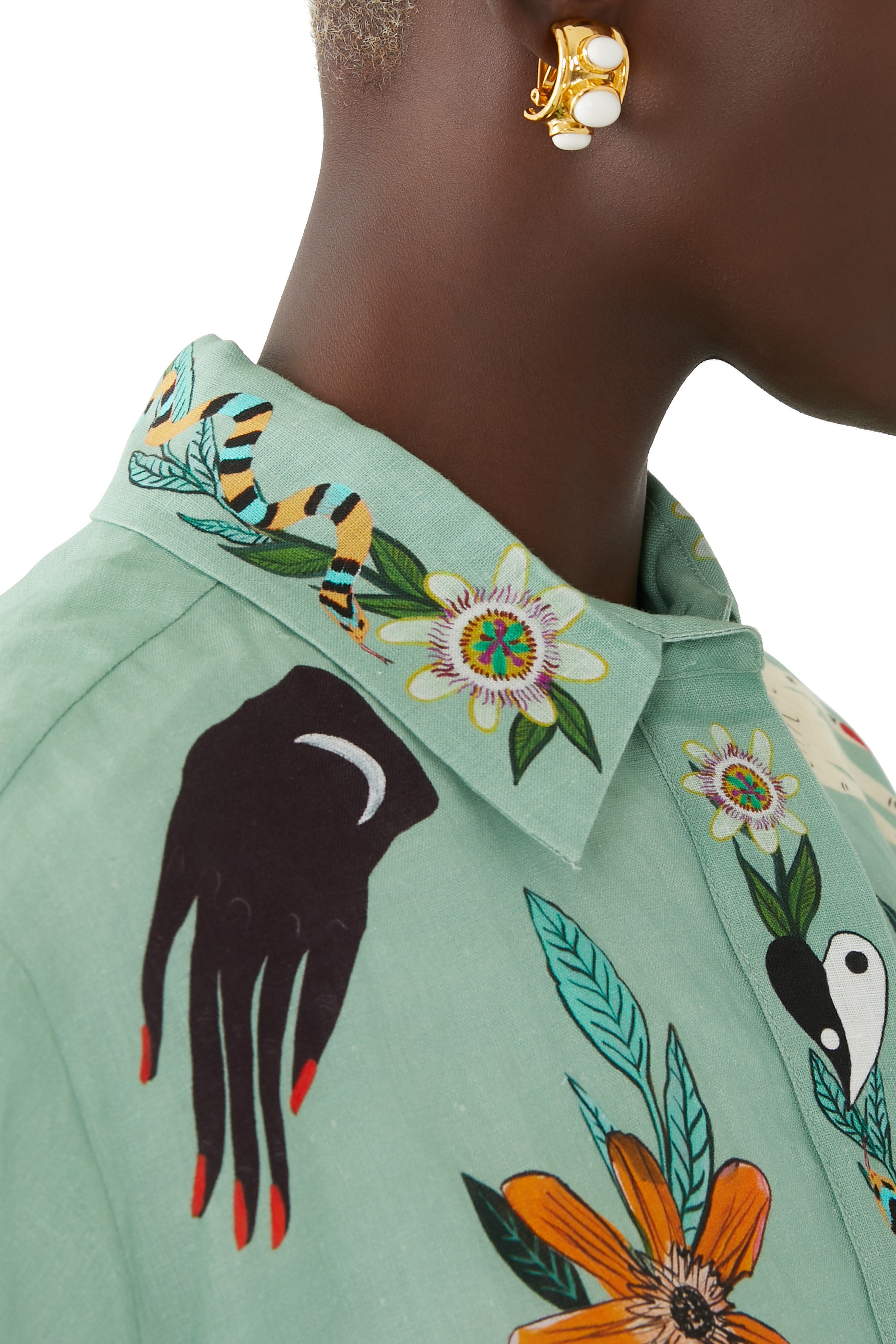 Nova Earrings, 24k Yellow Gold-Plated Brass & White Stones