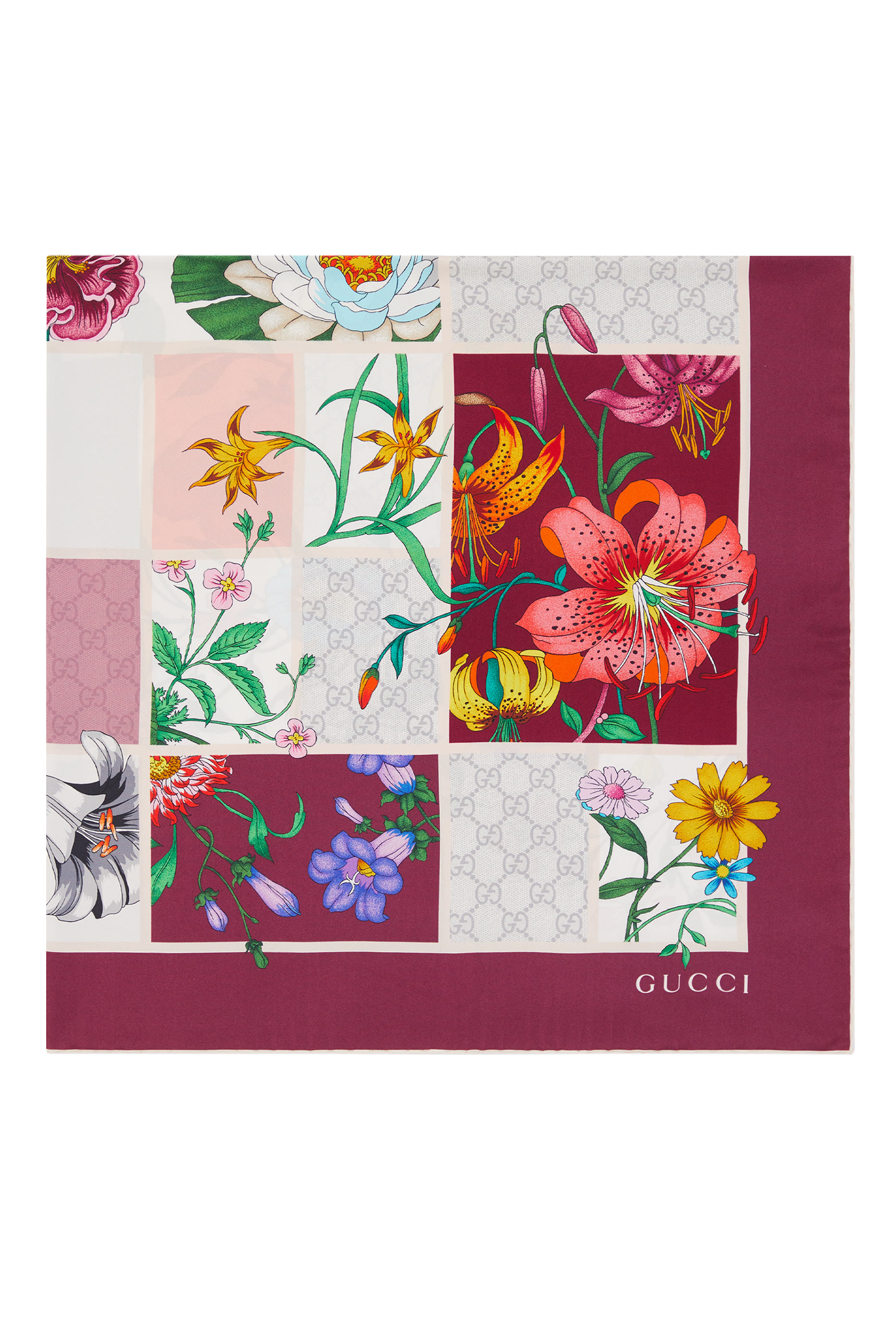 Printed Flora Silk Twill Carr&eacute; 