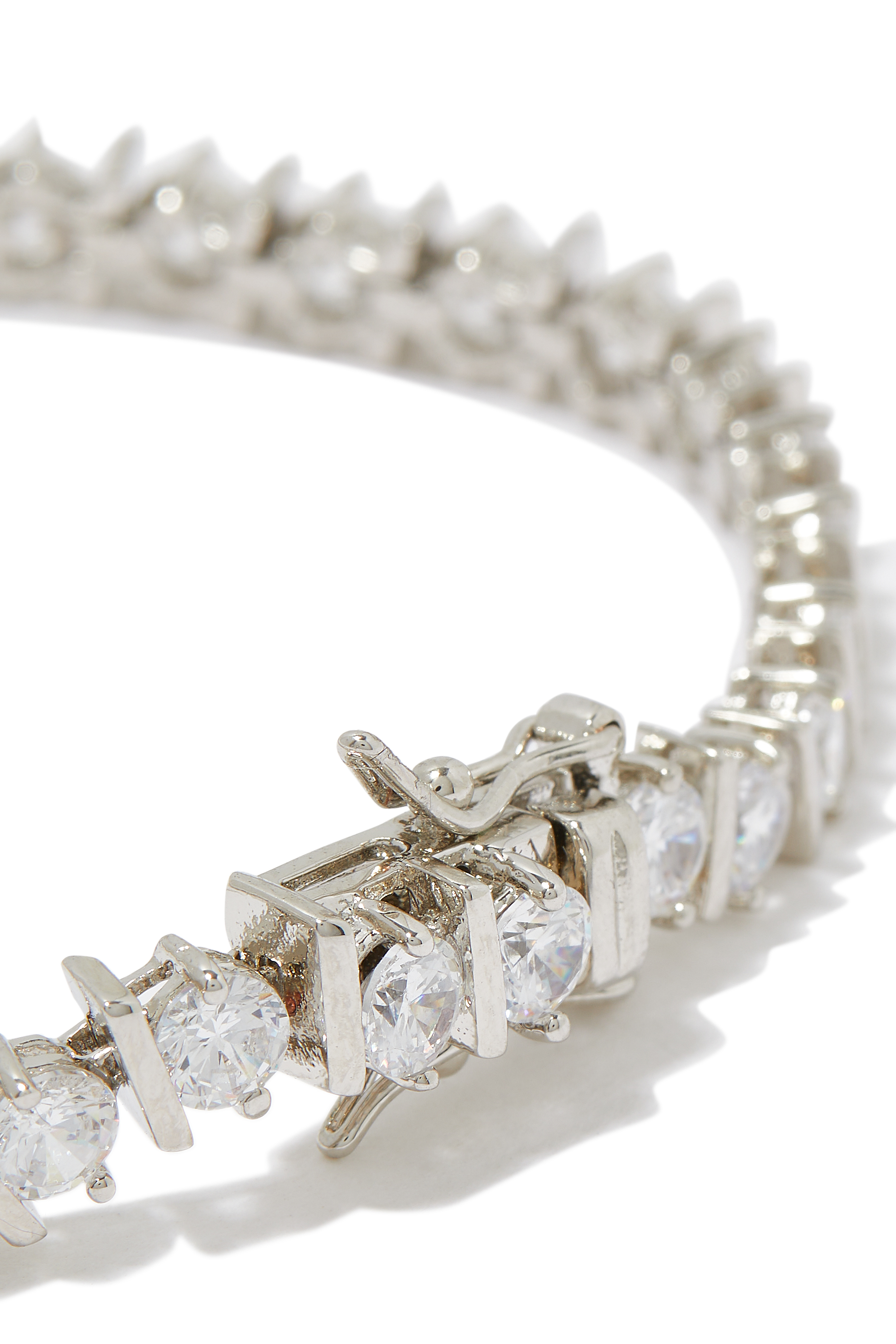 CZ Alt Slash Tennis Bracelet, Rhodium-Plated Brass & Cubic Zirconia