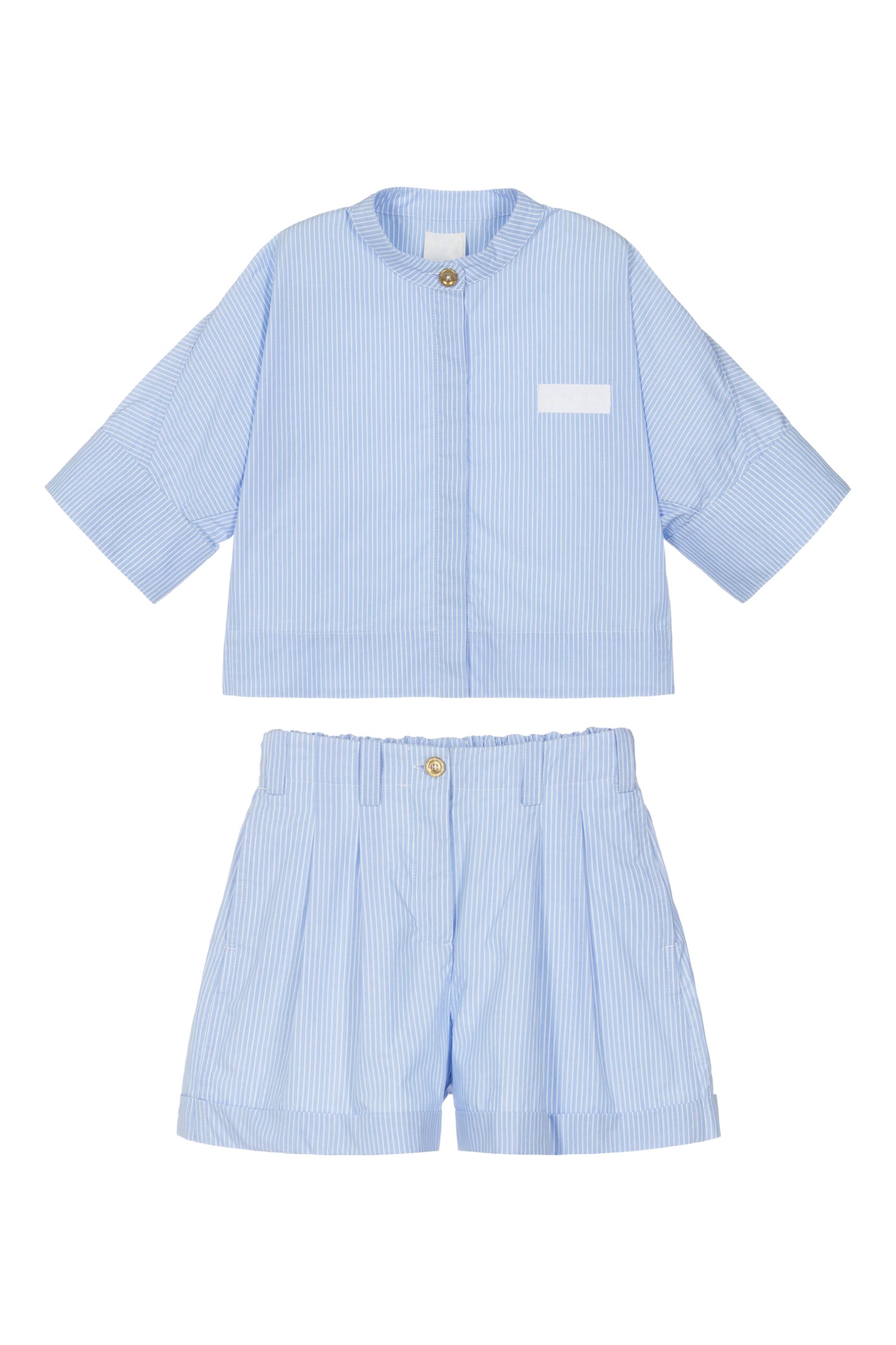 Kids Striped Cotton Shirt & Shorts Set