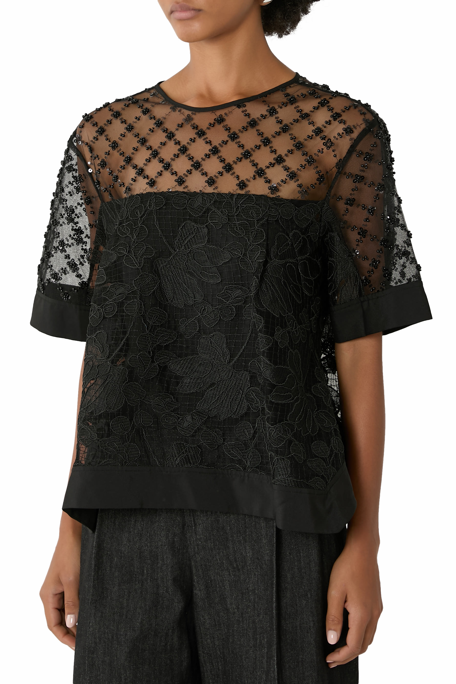 Corded Lace Organza Top