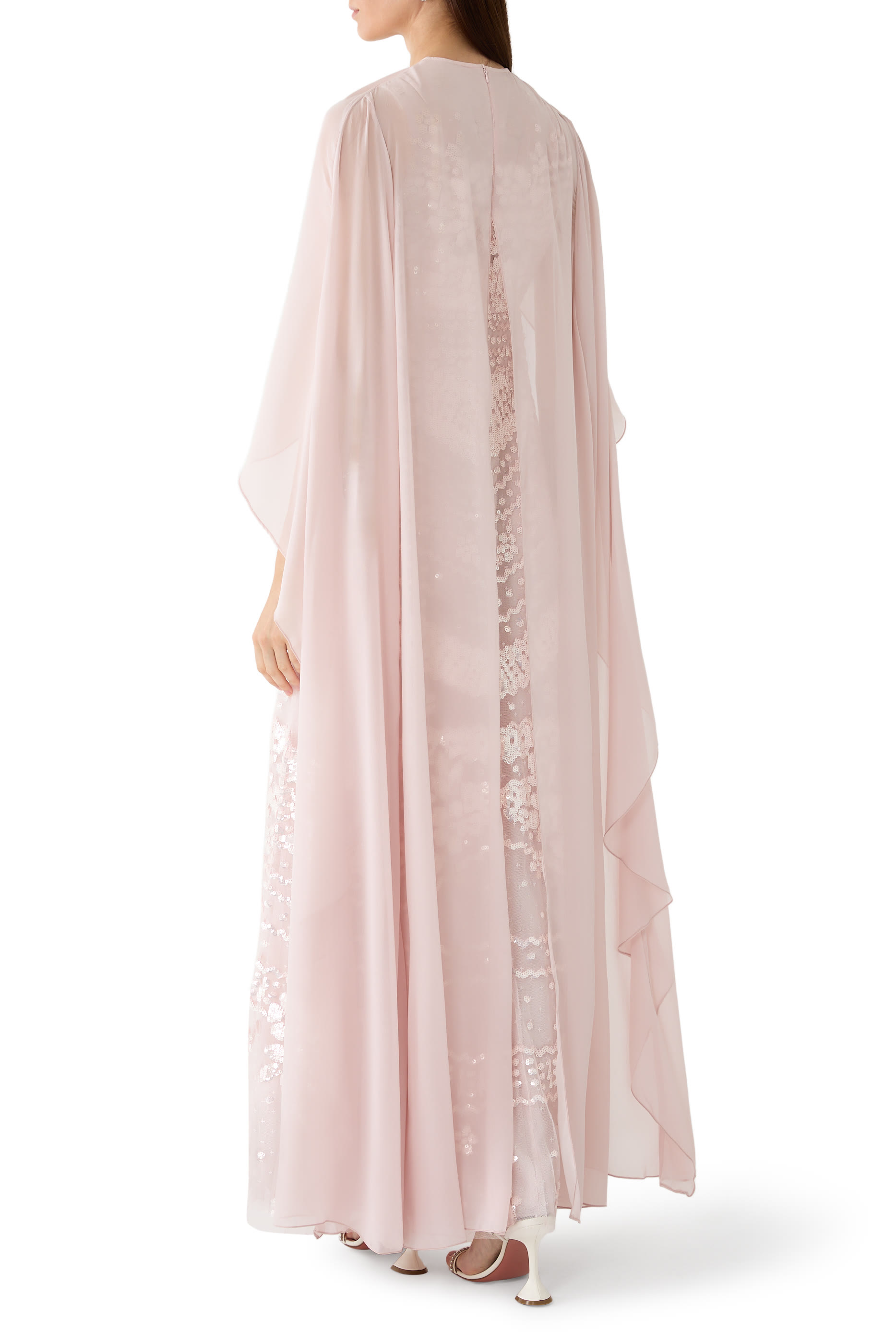 Anais Sequin Cape Gown