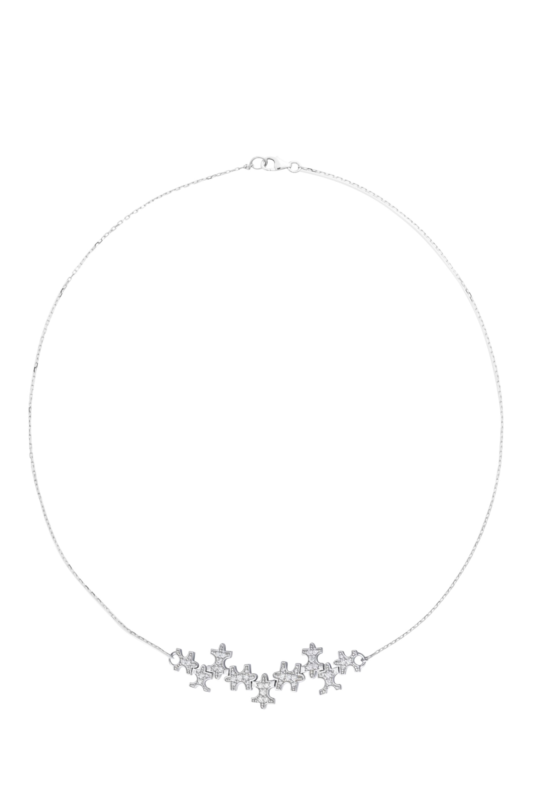 Full-Pavé Small Necklace, 18K White Gold & Diamonds