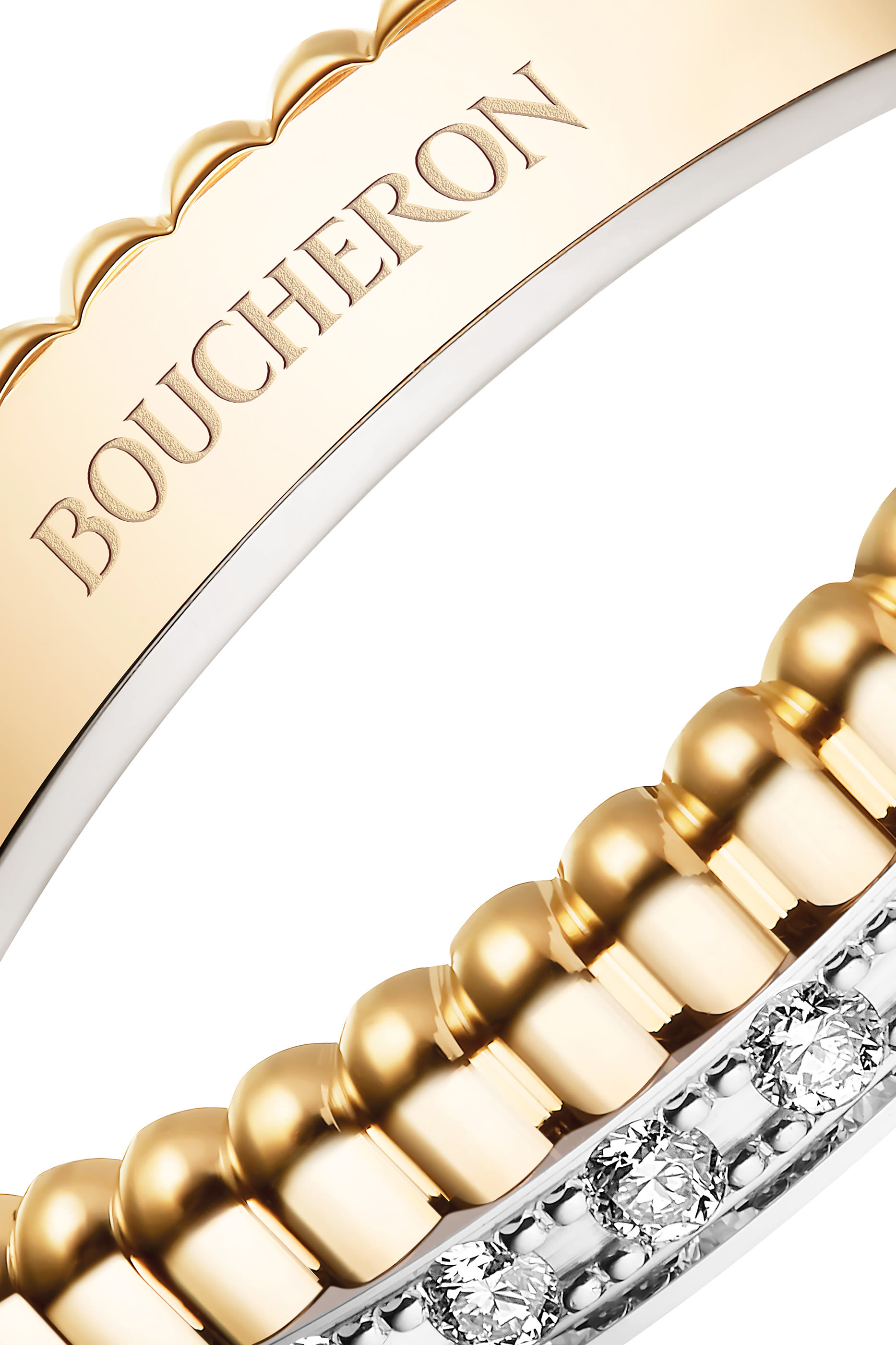 Quatre Radiant Edition Wedding Band,  18k Mixed Gold & Diamonds