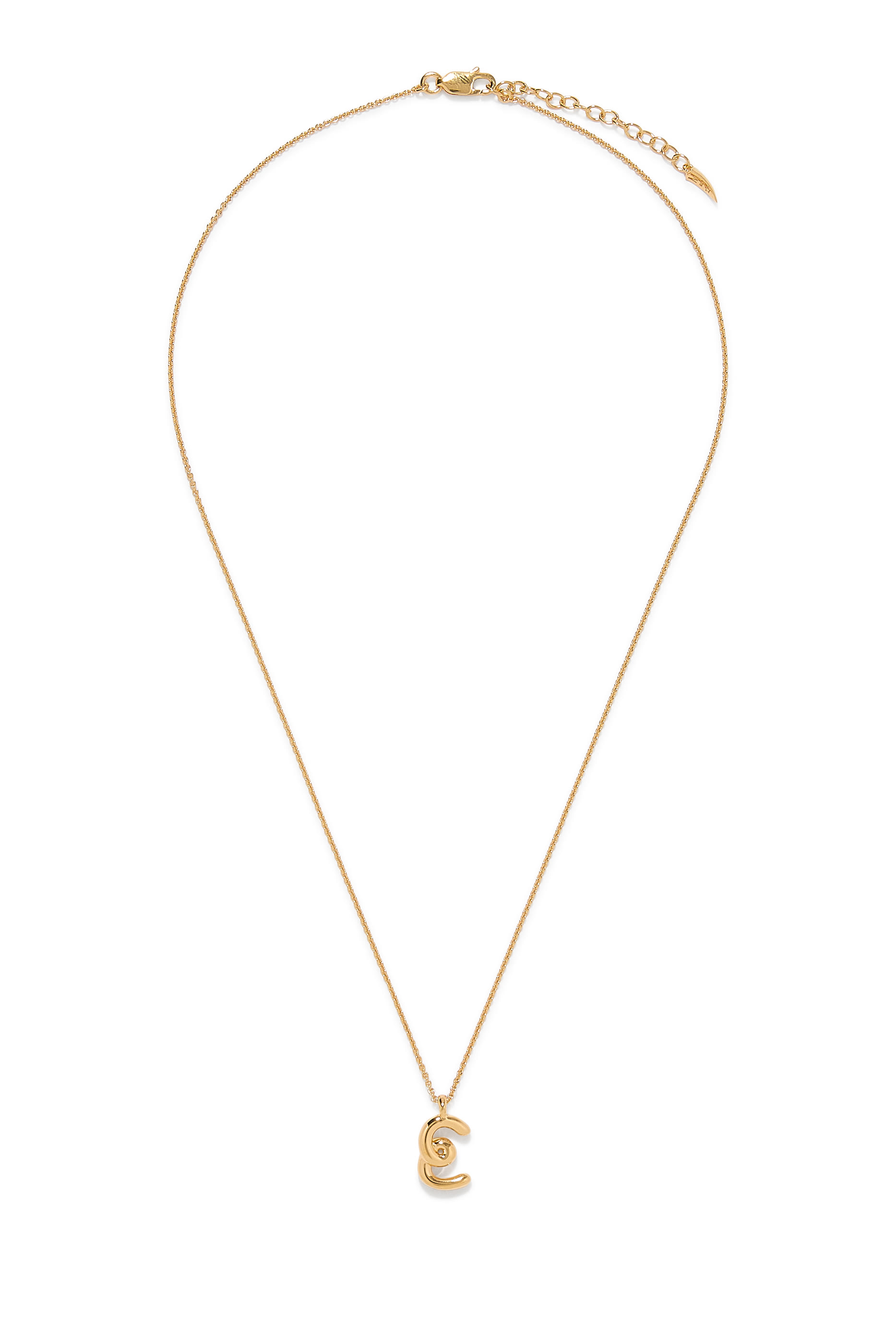 Curly Molten Mini Initial Necklace - E, 18k Recycled Gold Vermeil on Recycled Sterling Silver