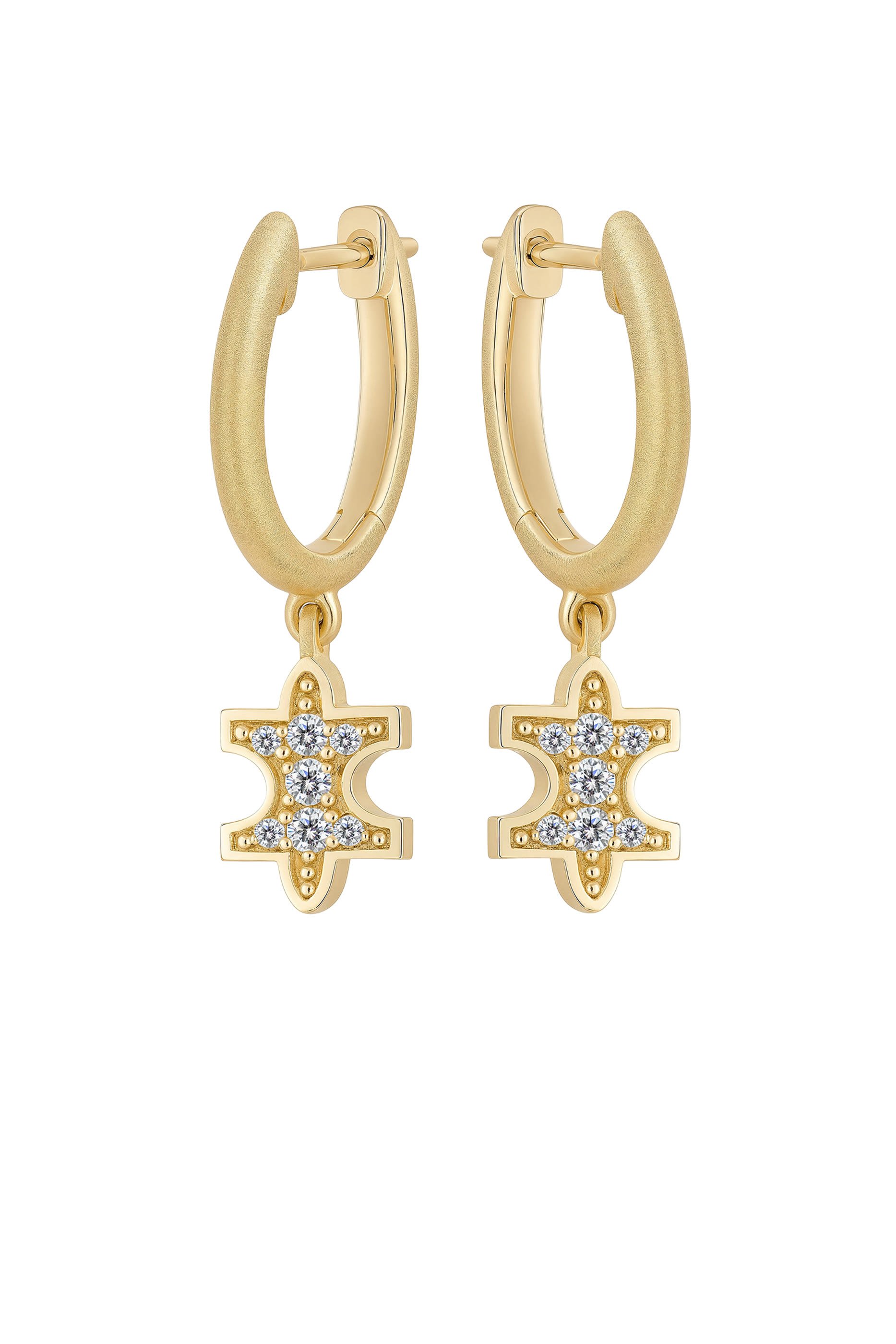 Full-Pav&eacute; Micro Hoops, 18K Yellow Gold & Diamonds