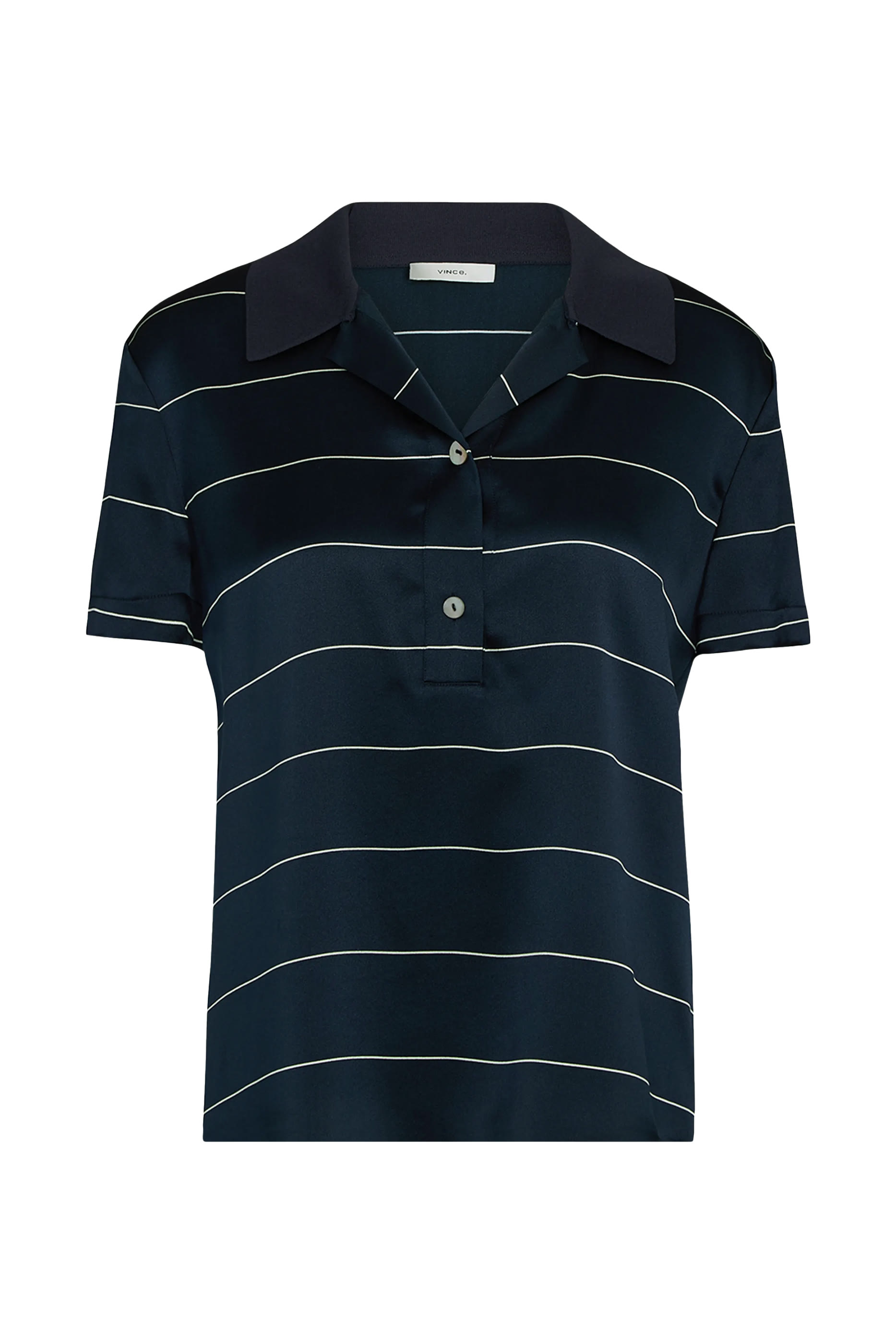 Knit-Collar Striped Silk Polo Shirt