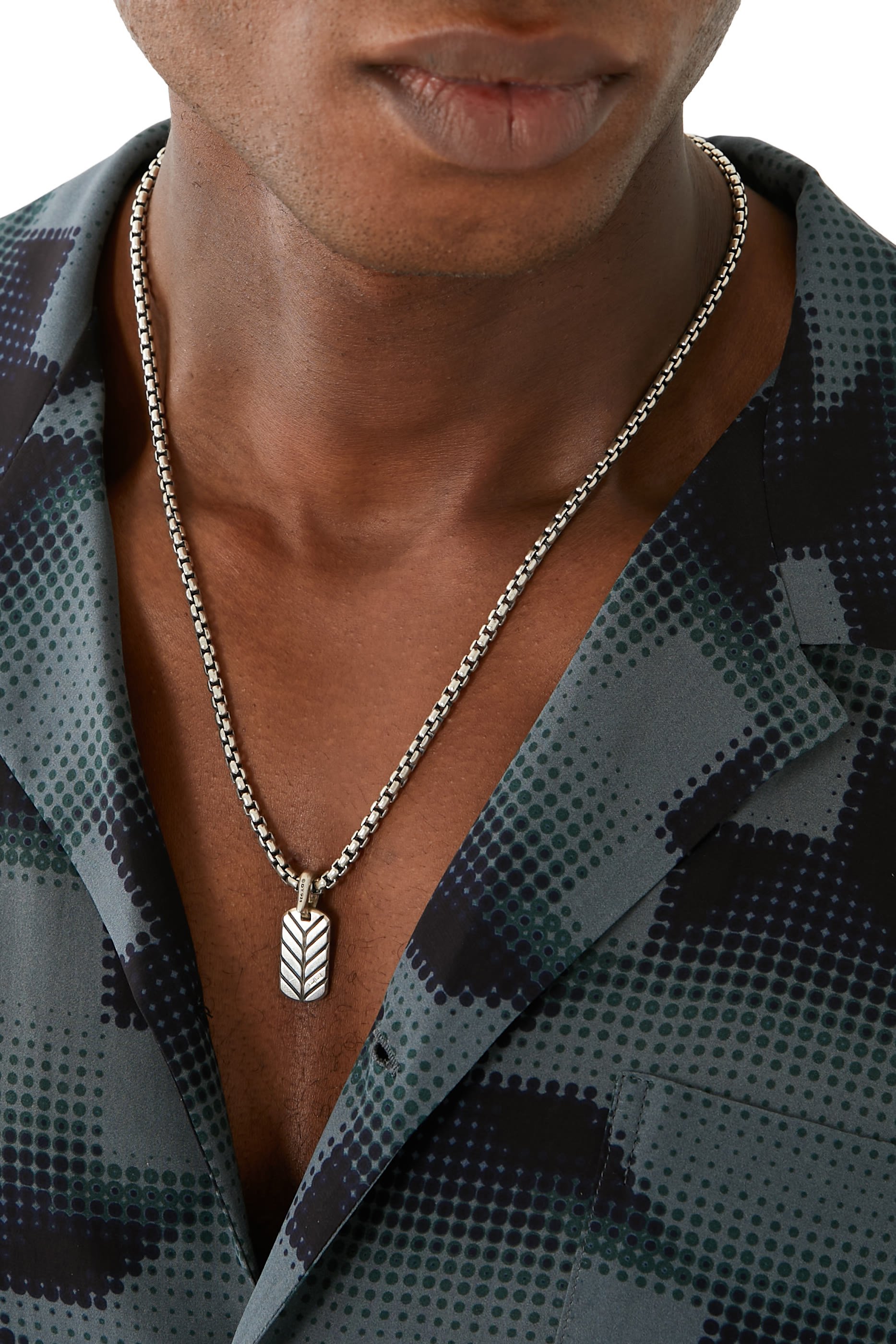 Chevron Tag, Sterling Silver & Malachite