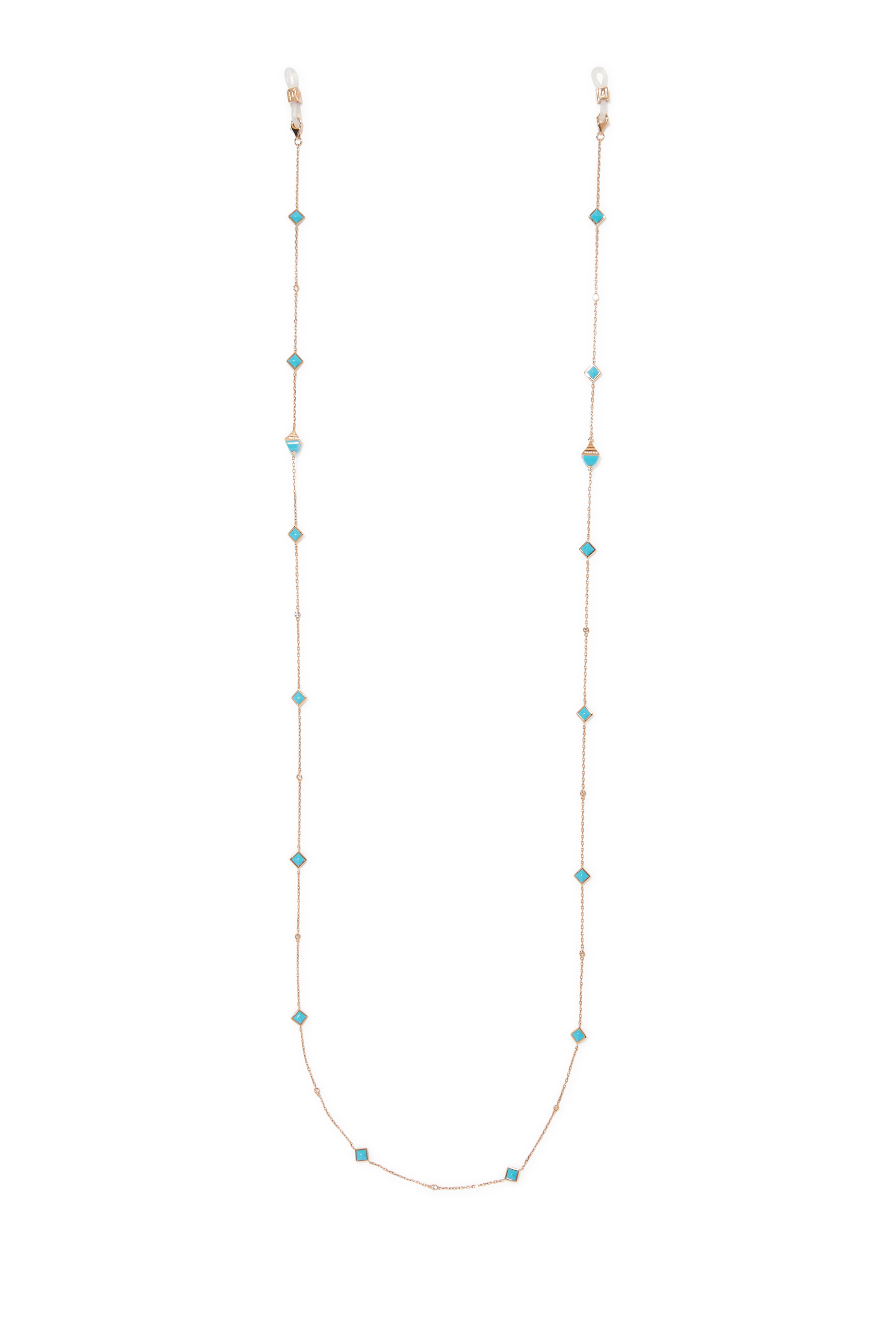 Cleo Mini Reve Convertible Chain, 18k Rose Gold with Turquoise & Diamonds