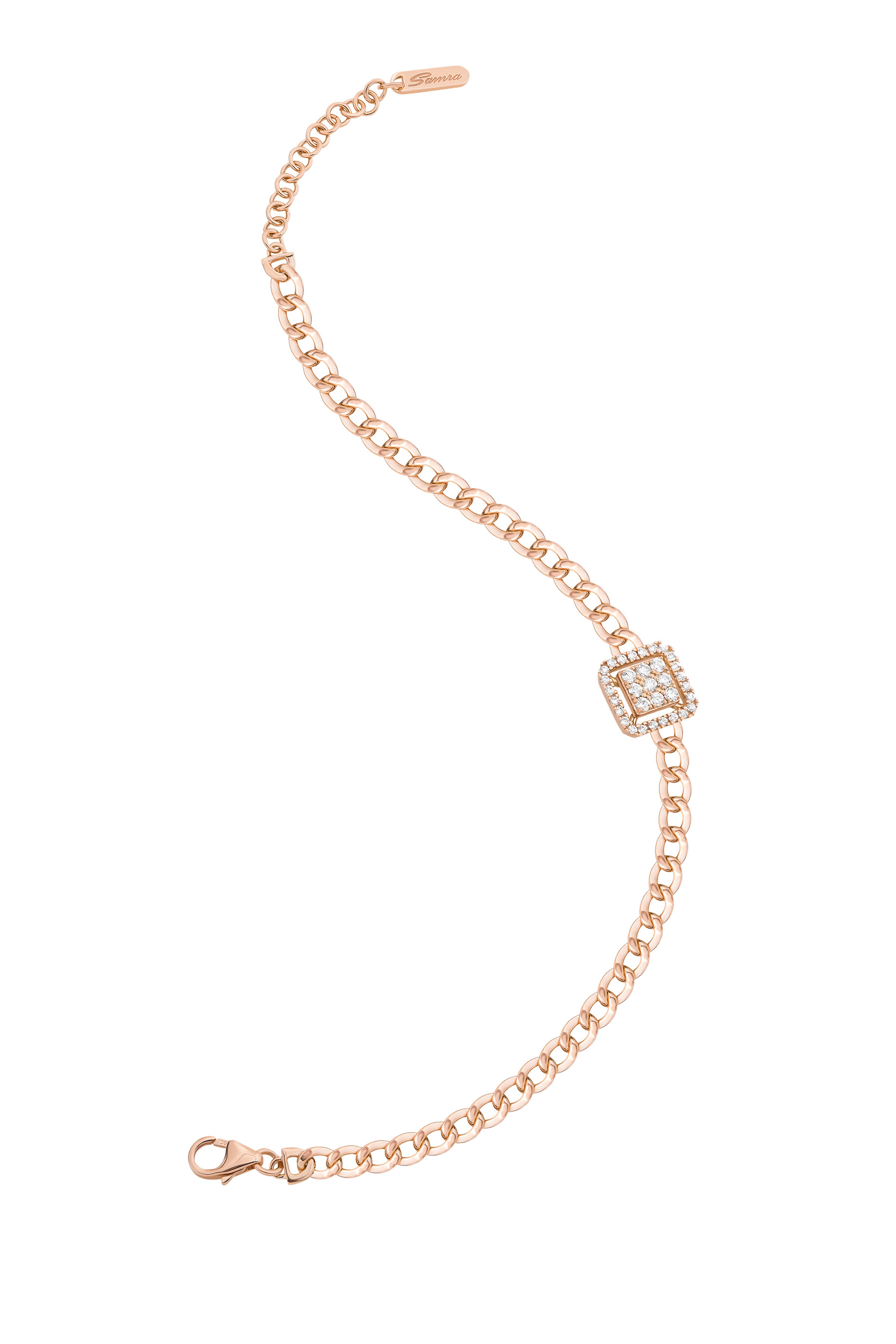 Quwa One Square Bracelet, 18K Rose Gold & Diamonds