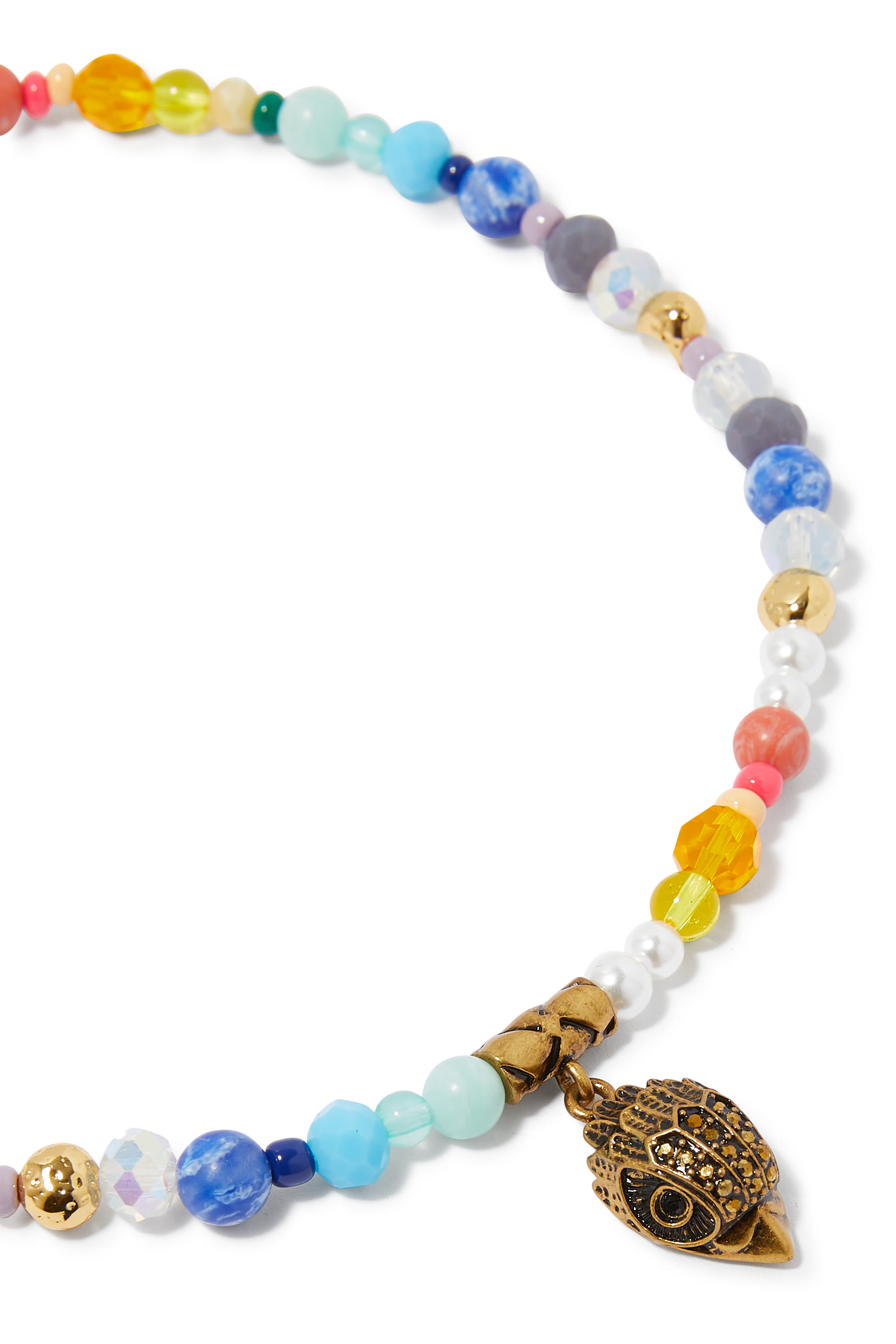 Mixed Bead Eagle Necklace, Brass