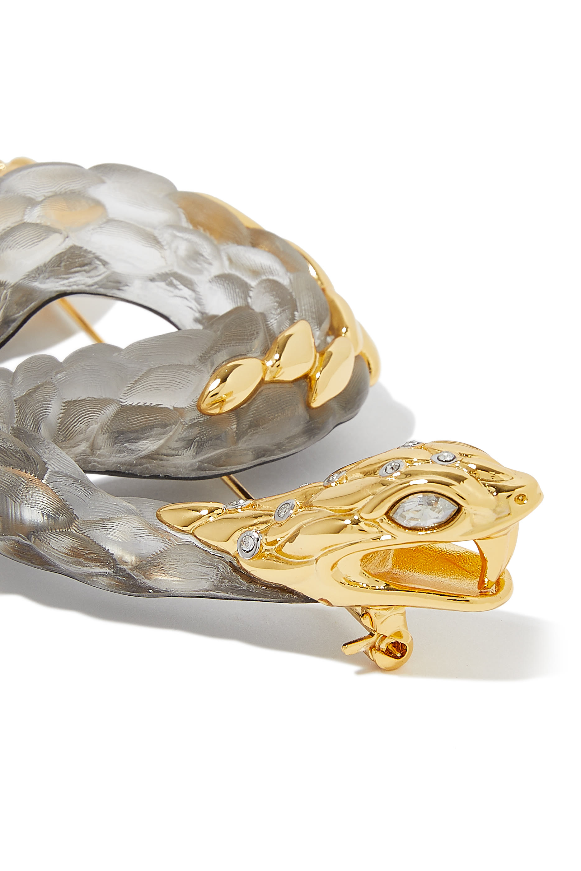 14K Gold Plated Serpent Lucite Pin