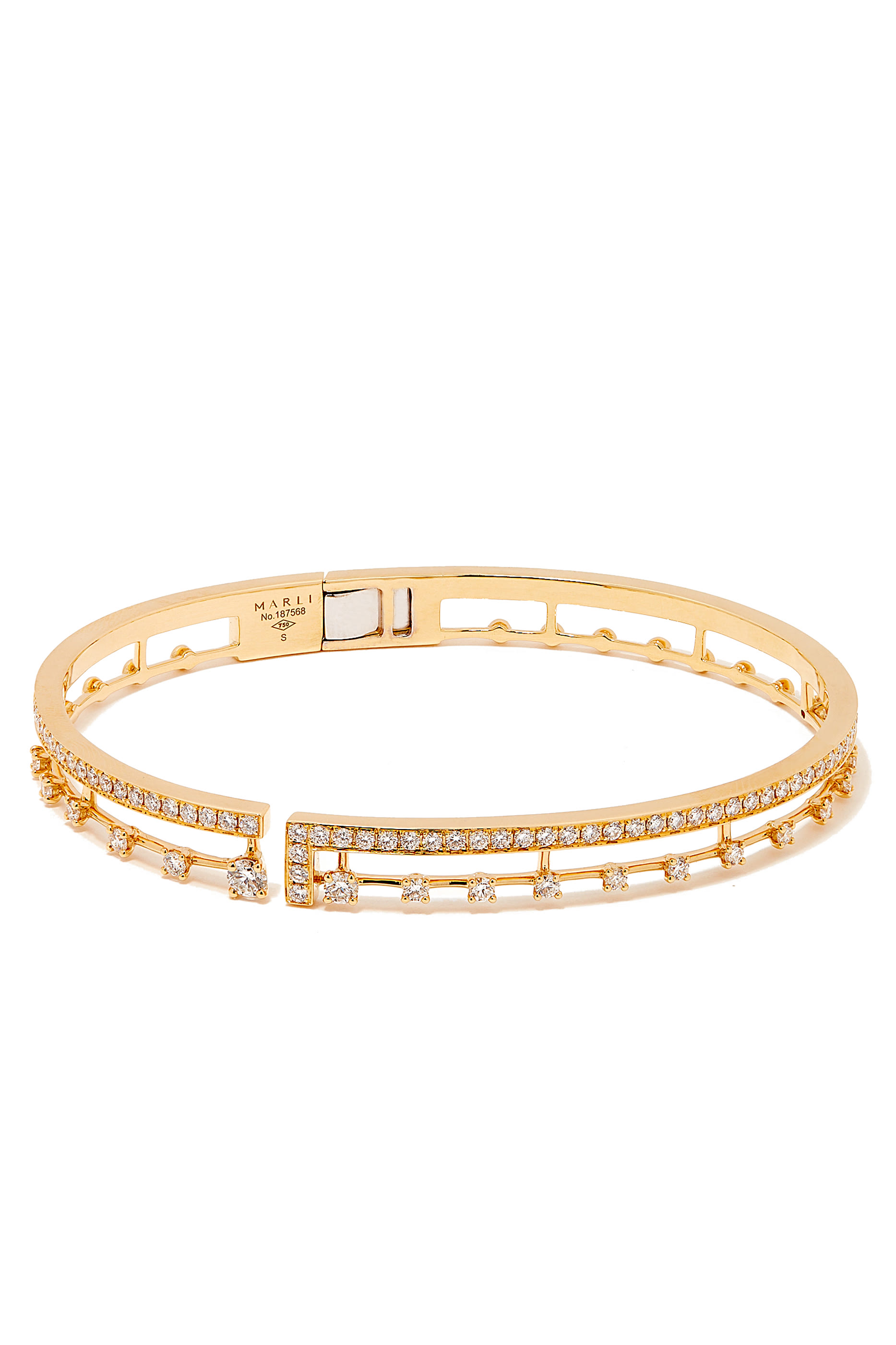 Avenues Open Hinged Bracelet, 18k Yellow Gold with Diamonds
