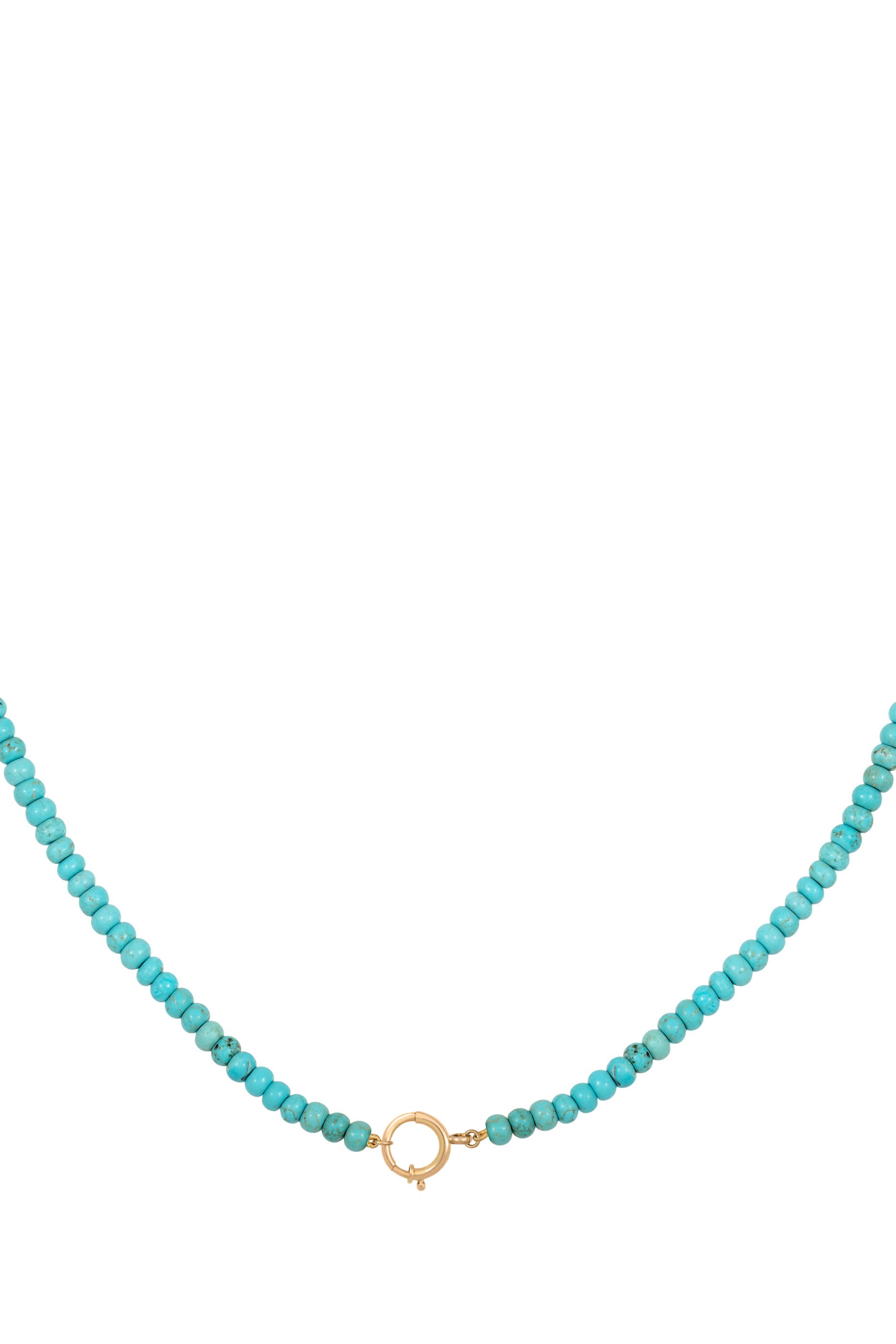 Turquoise Beaded Necklace, 18K Yellow Gold & Turquoise Stones