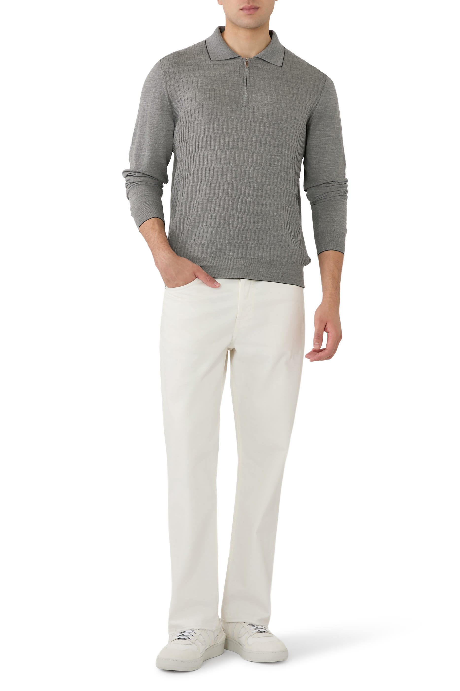  Long Sleeve Polo with Zip