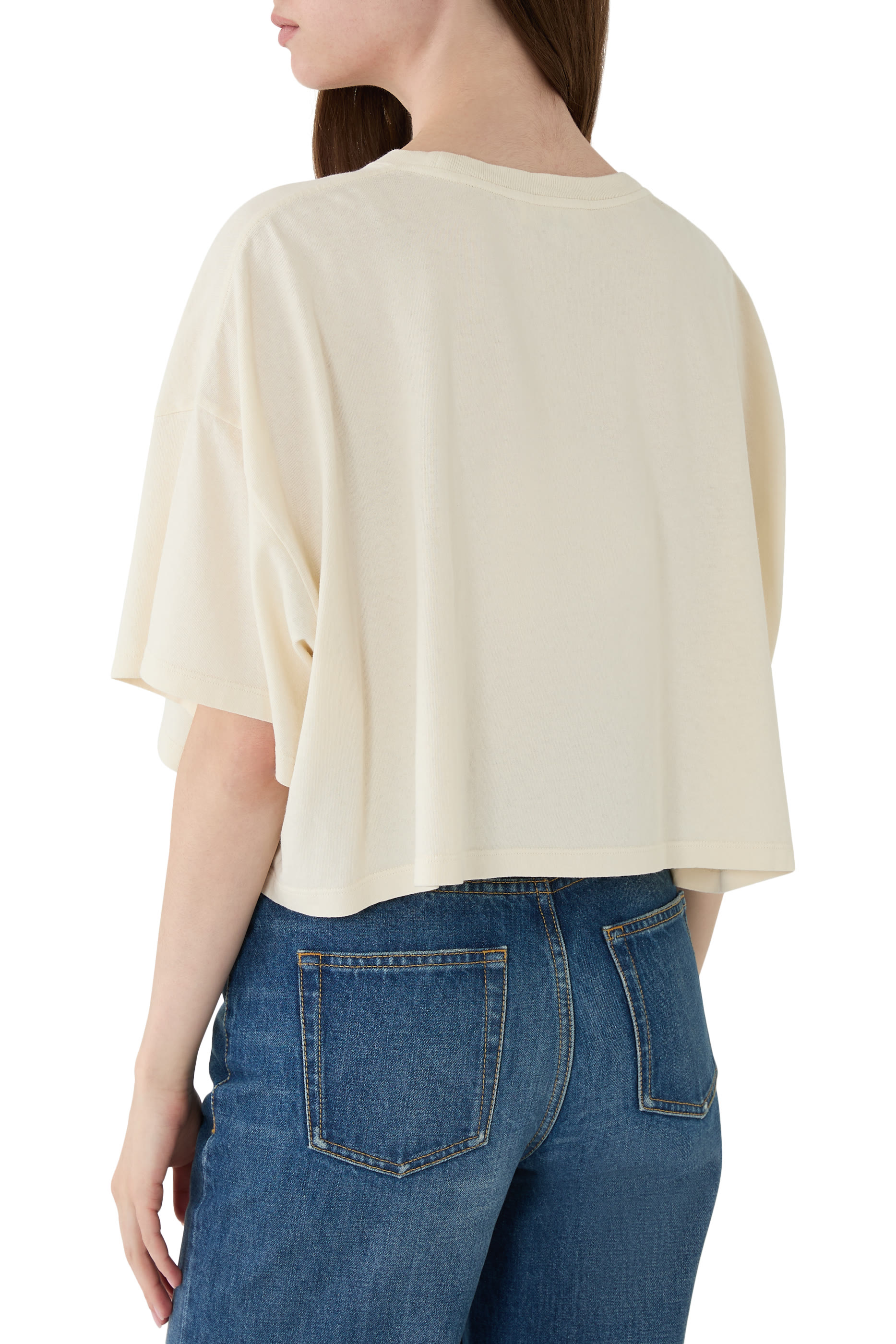 Crop Logo T-Shirt in Cotton Jersey