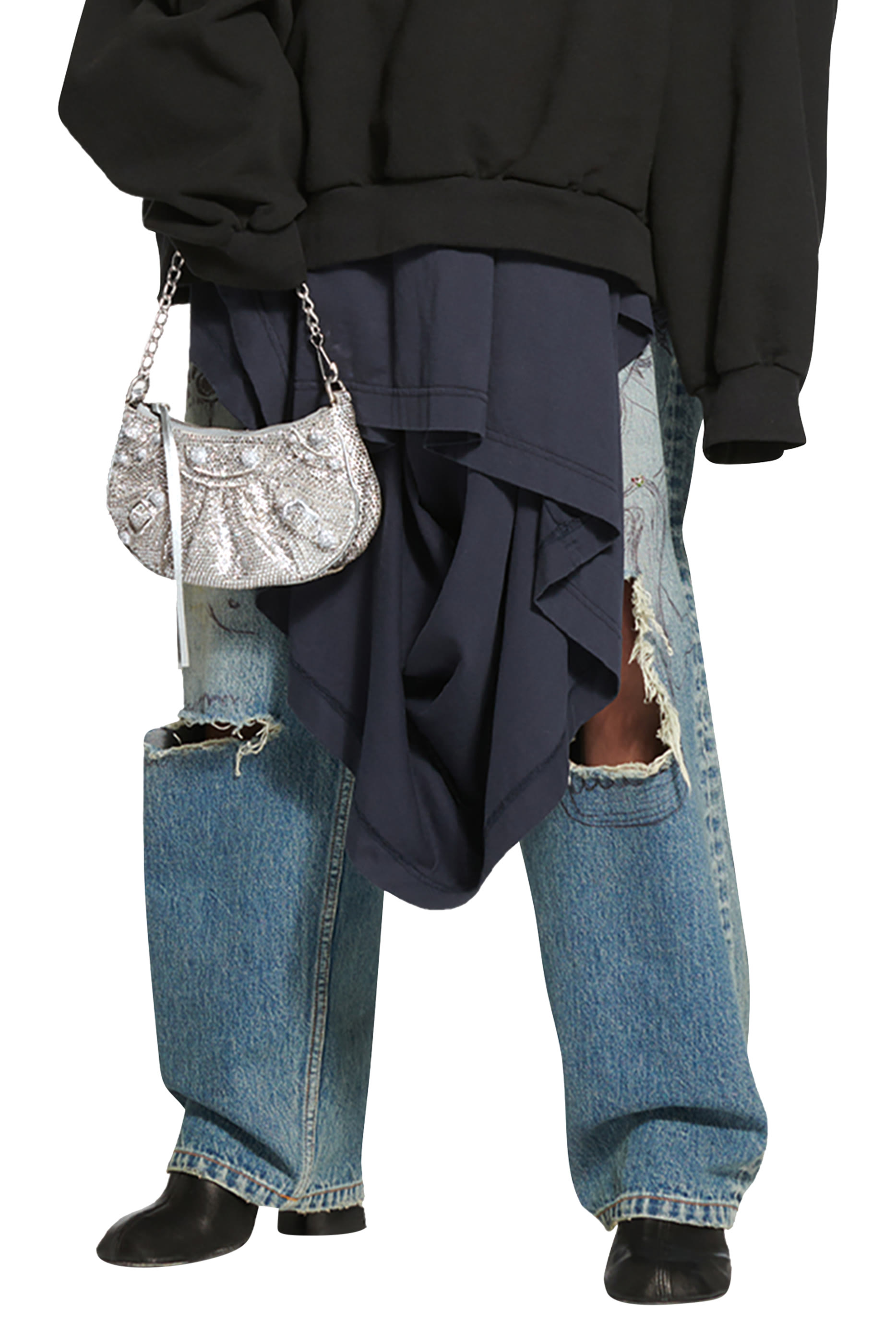 Le Cagole Mini Bag with Chains and Rhinestones