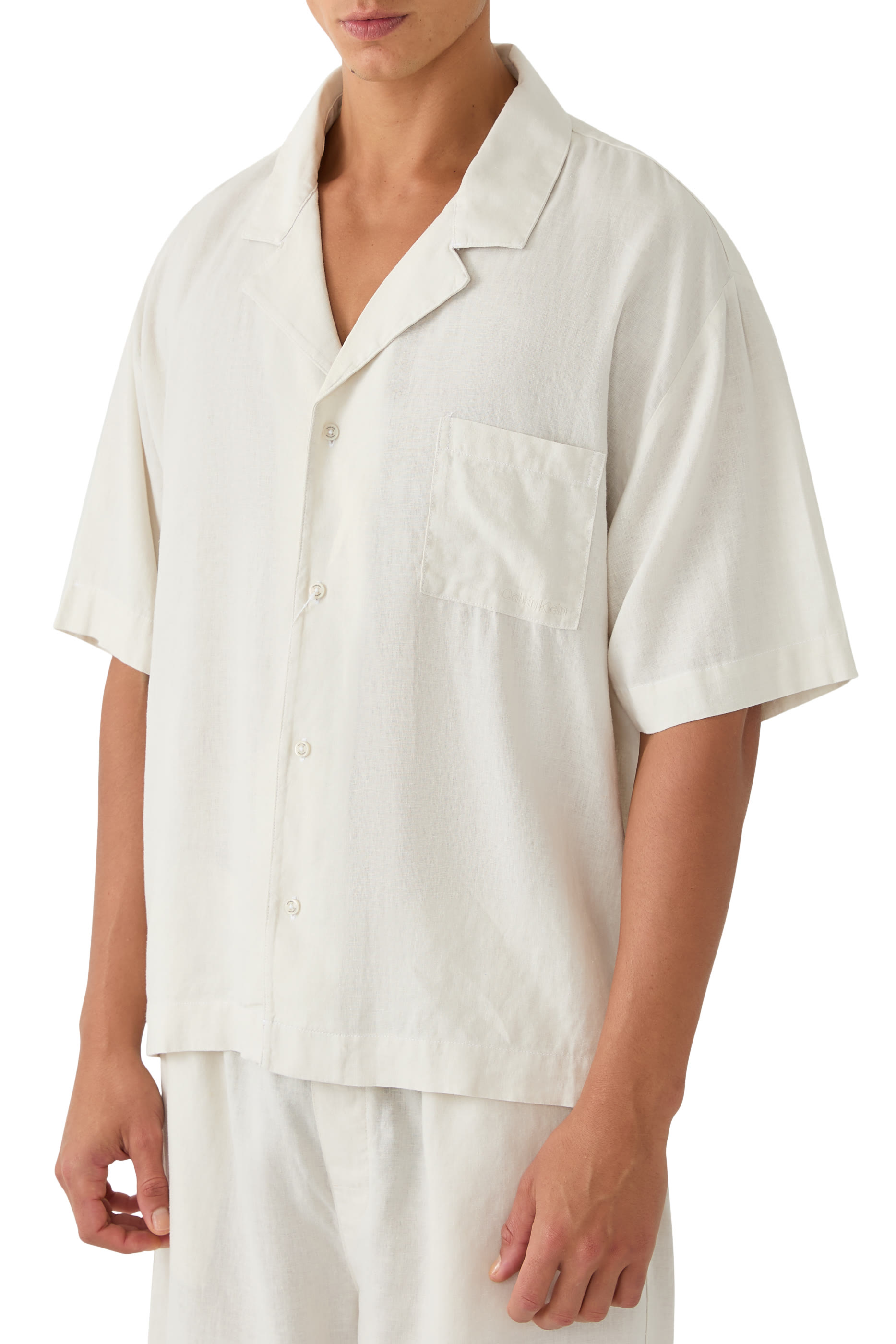 Linen Blend Pyjama Top