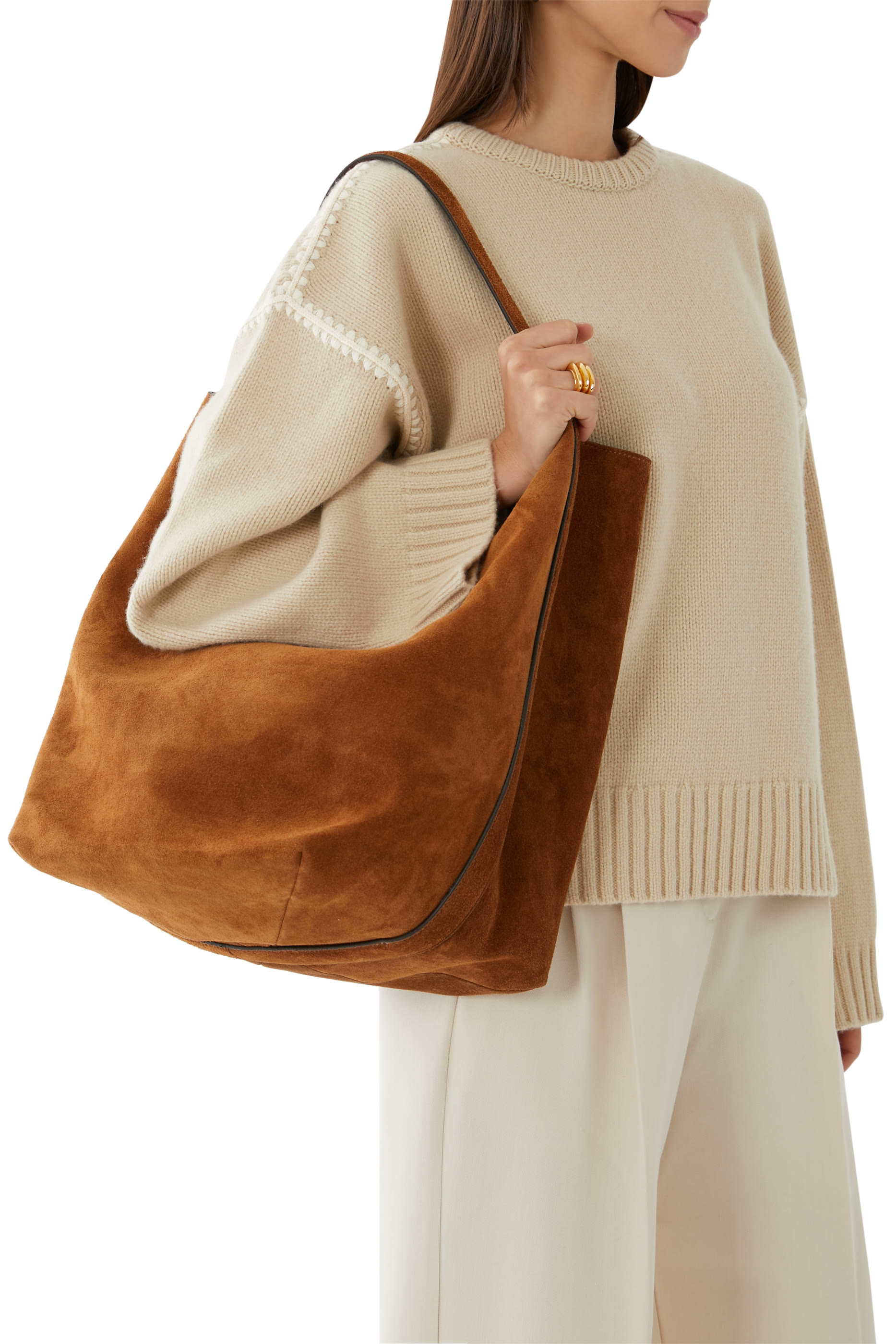 Belted Leather Tote Bag