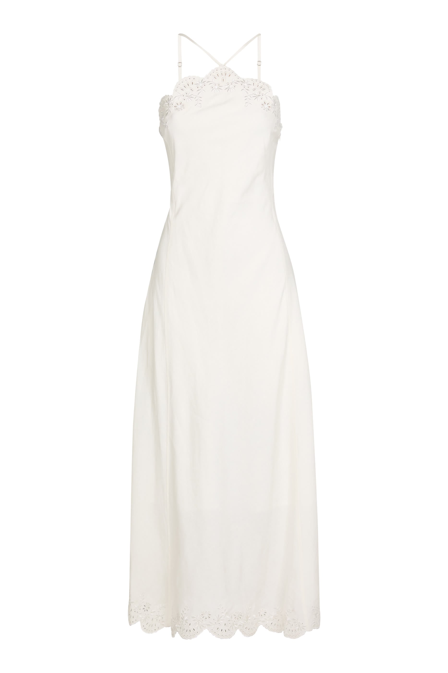 Gillian Embroidered Linen Midi Dress