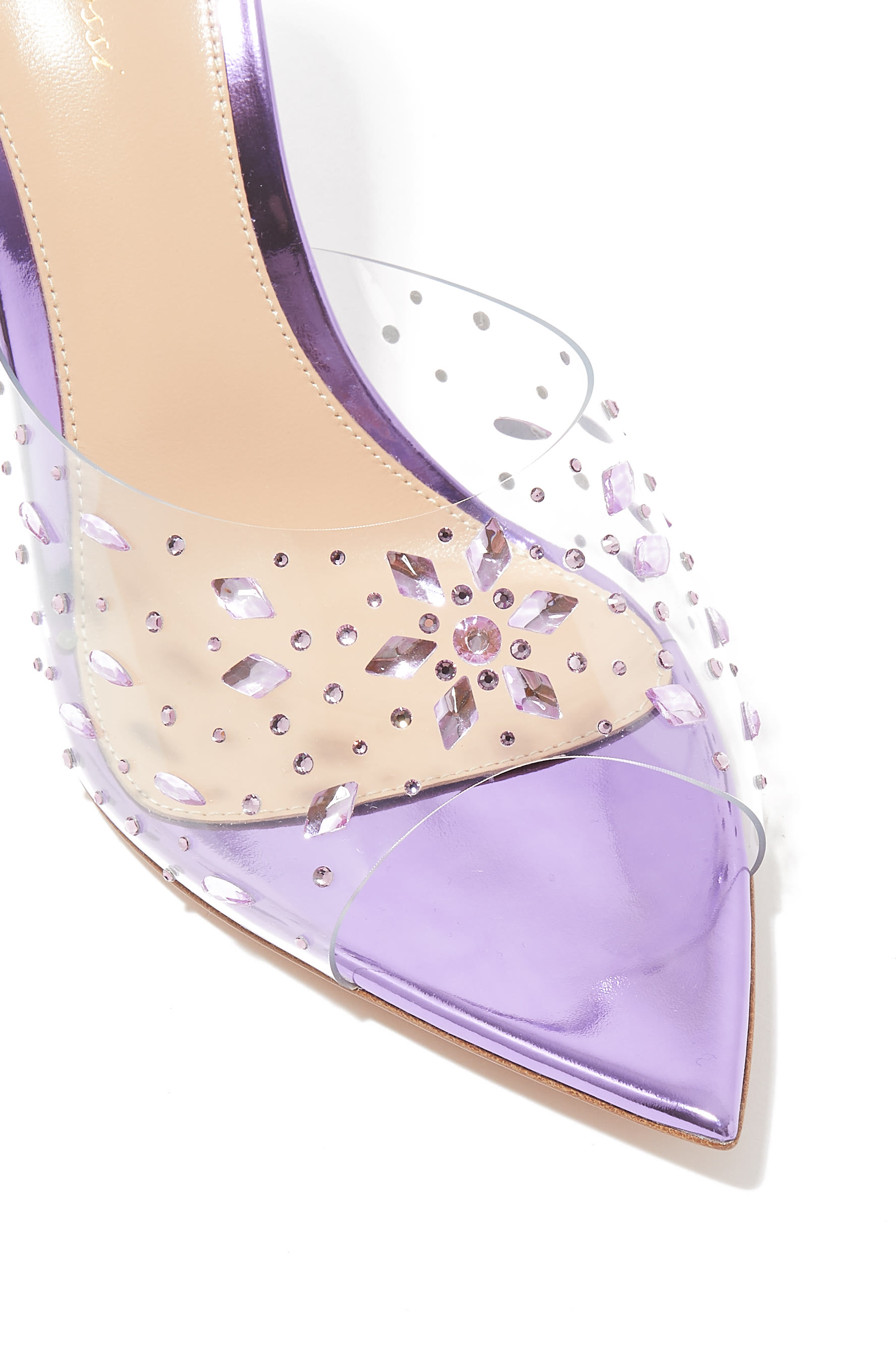 Exclusive Alley 85 Embellished Metallic Leather Mules