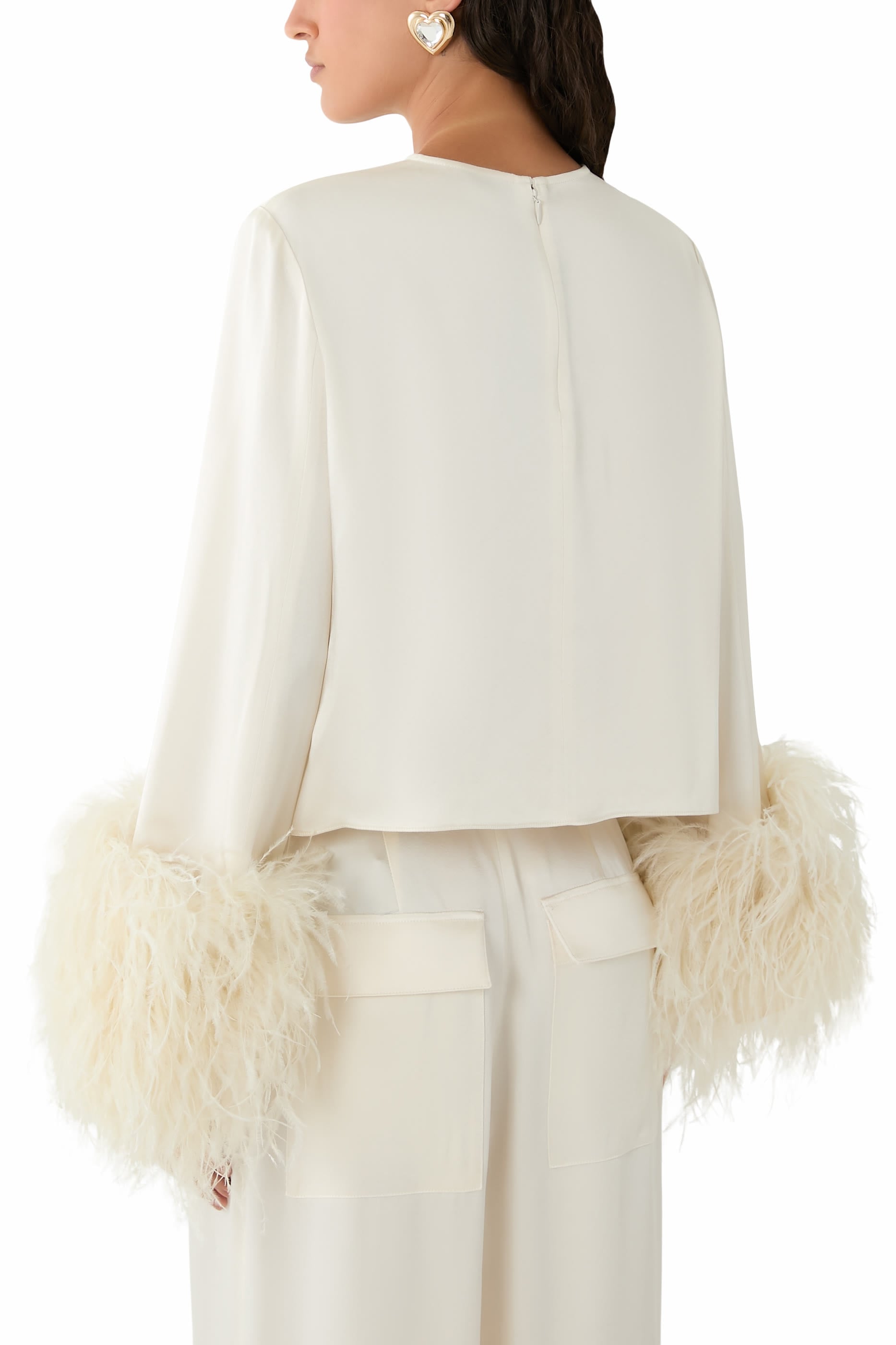 Satin Top With Feathers