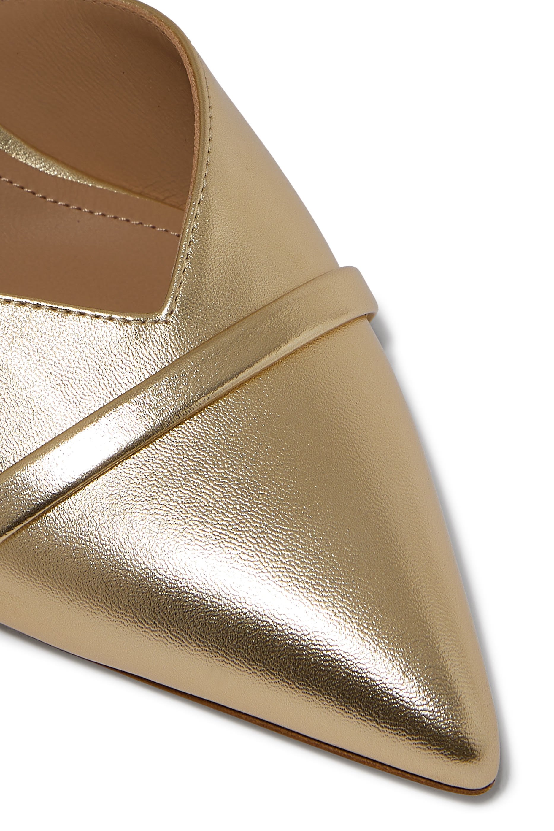 Frankie 45 Gold Leather Kitten Heels