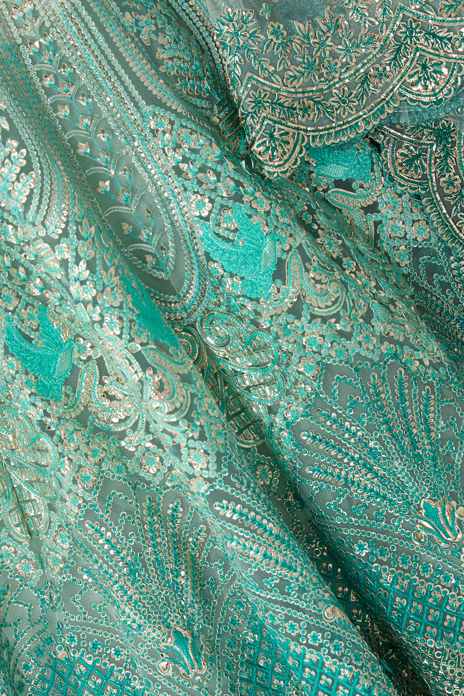 Sea Green Ombre Lehenga Set with Crystal & Sequin Blouse