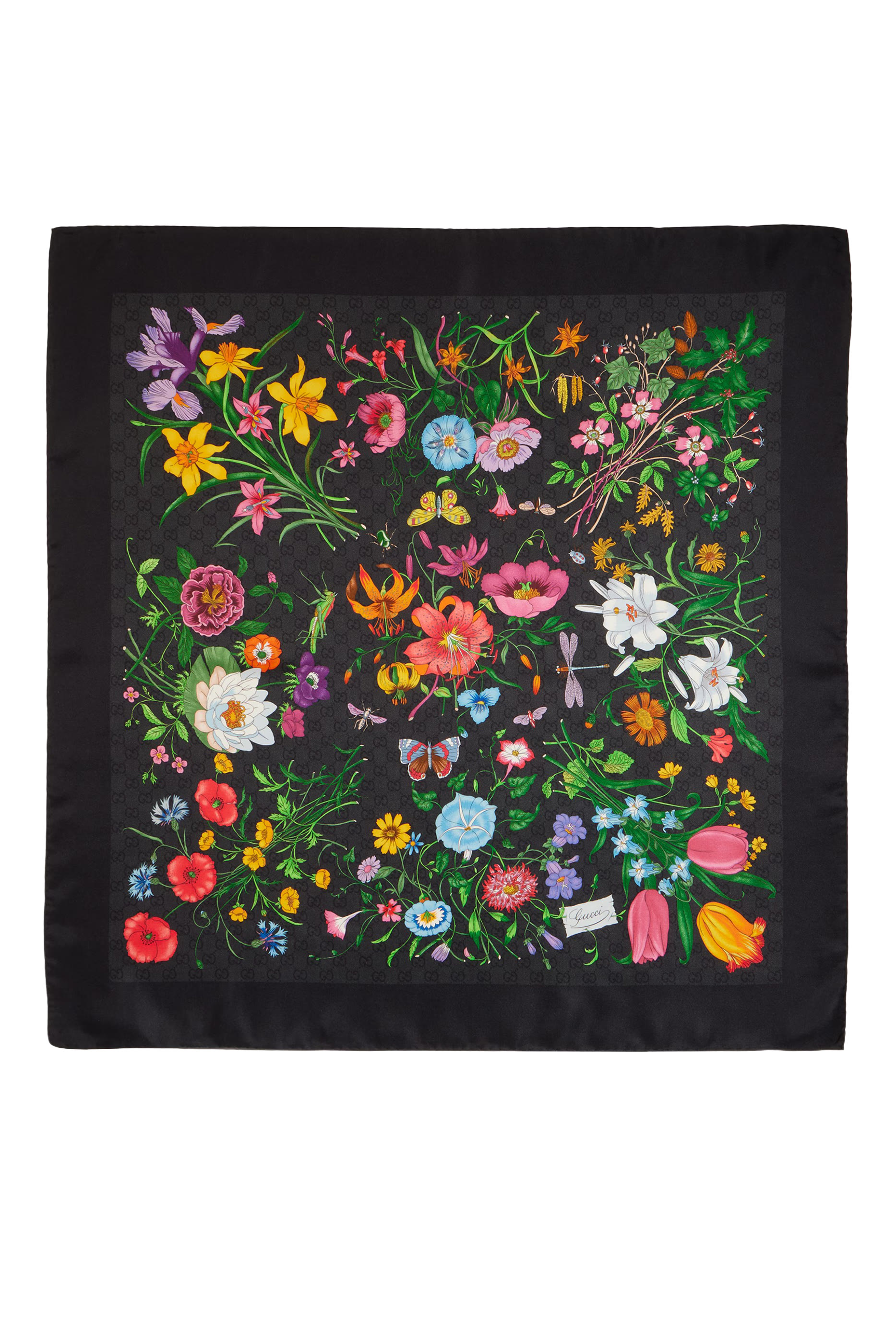 Printed GG Silk Twill Carr&eacute; 