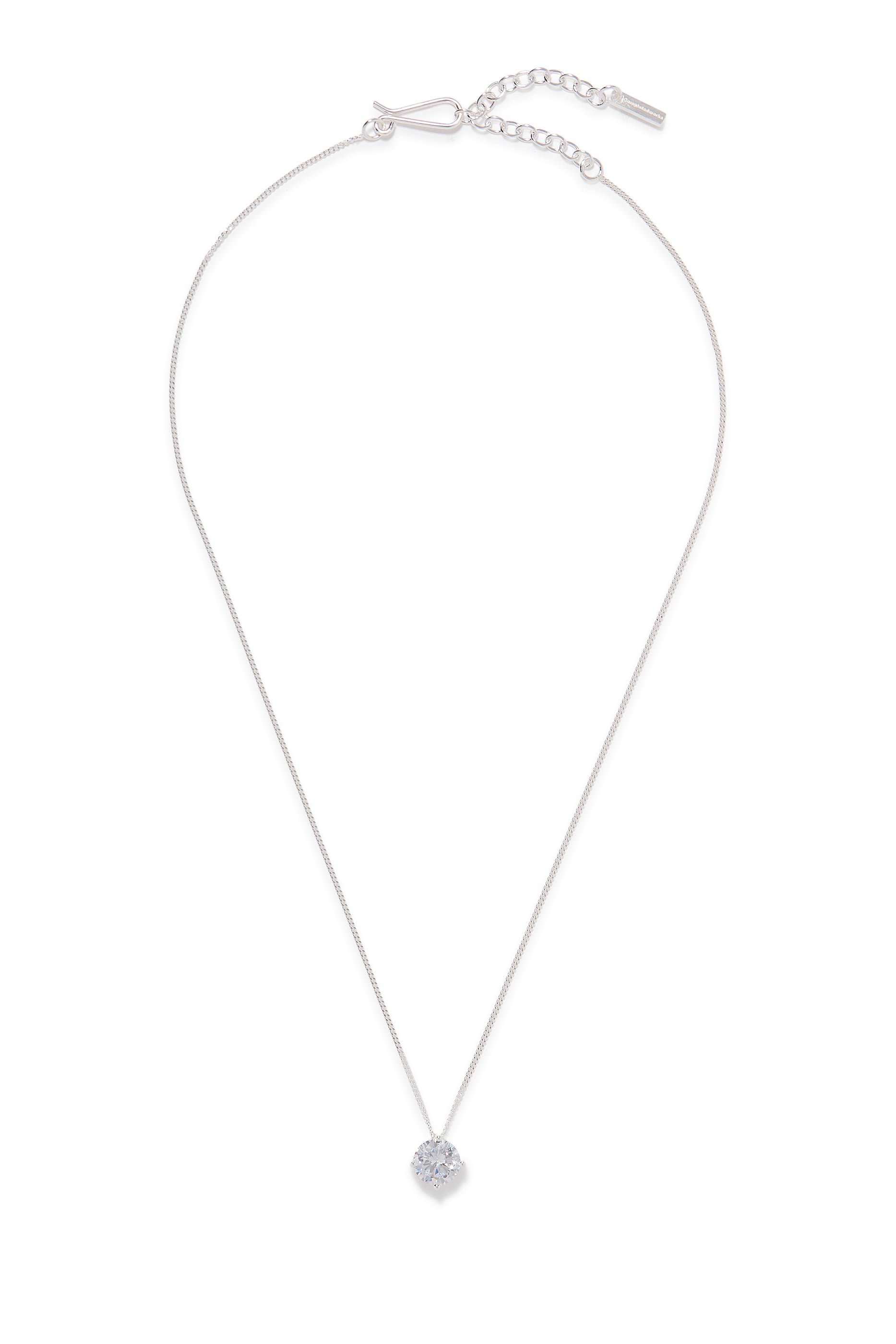  Pendant Necklace,  Recycled Sterling Silver Plated in Rhodium & Cubic Zirconia