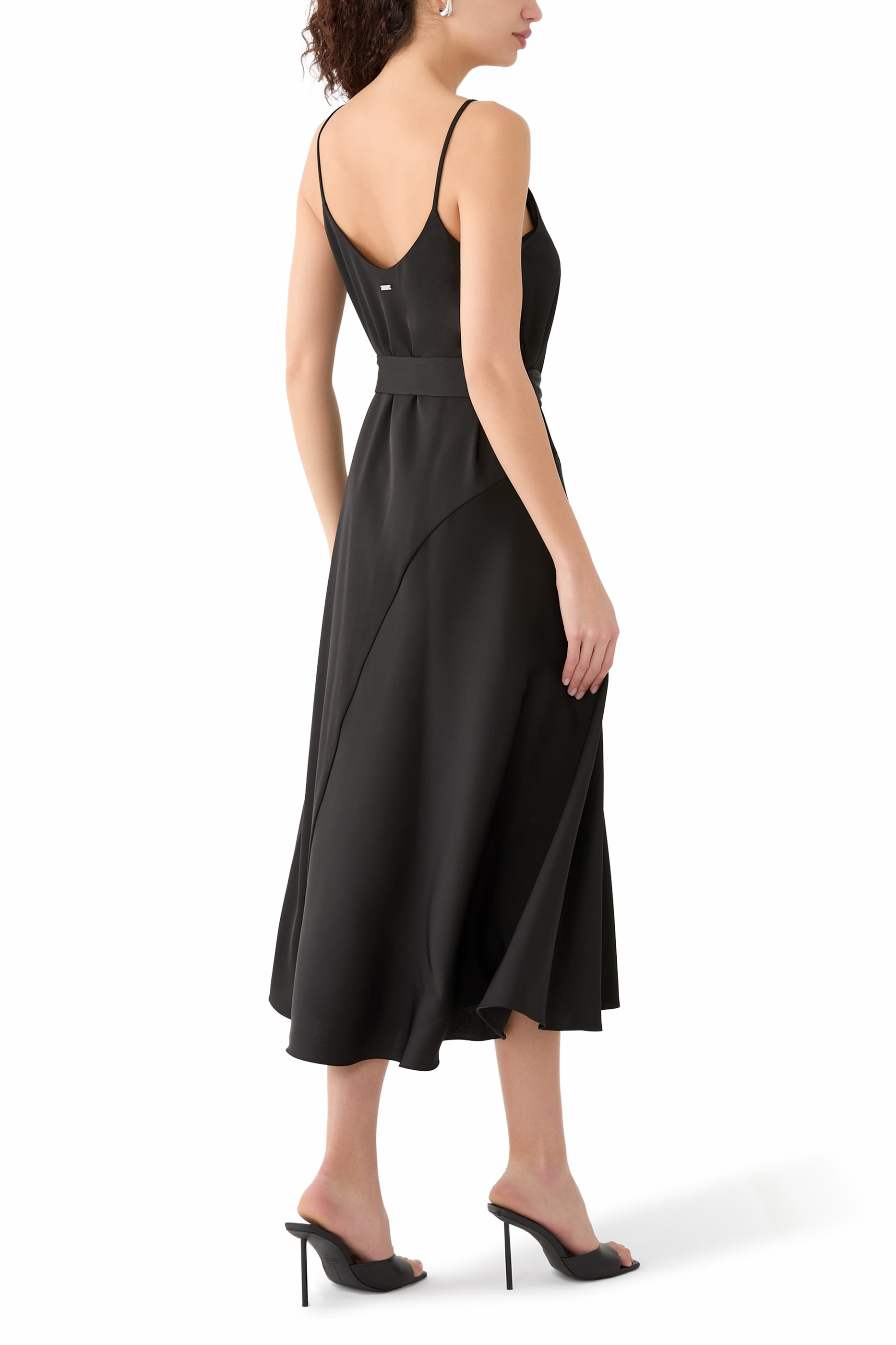 Belted A-Line Midi Dress