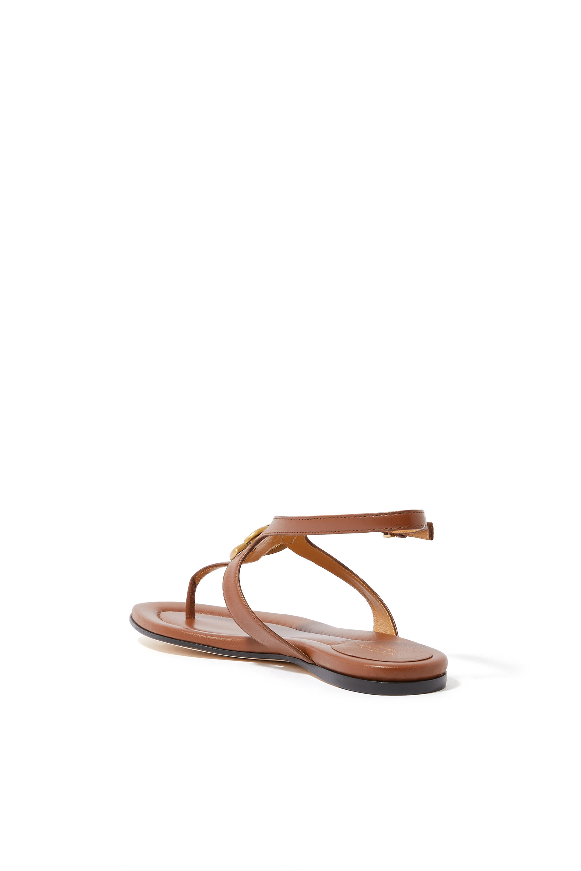 Double G Flat Leather Thong Sandals