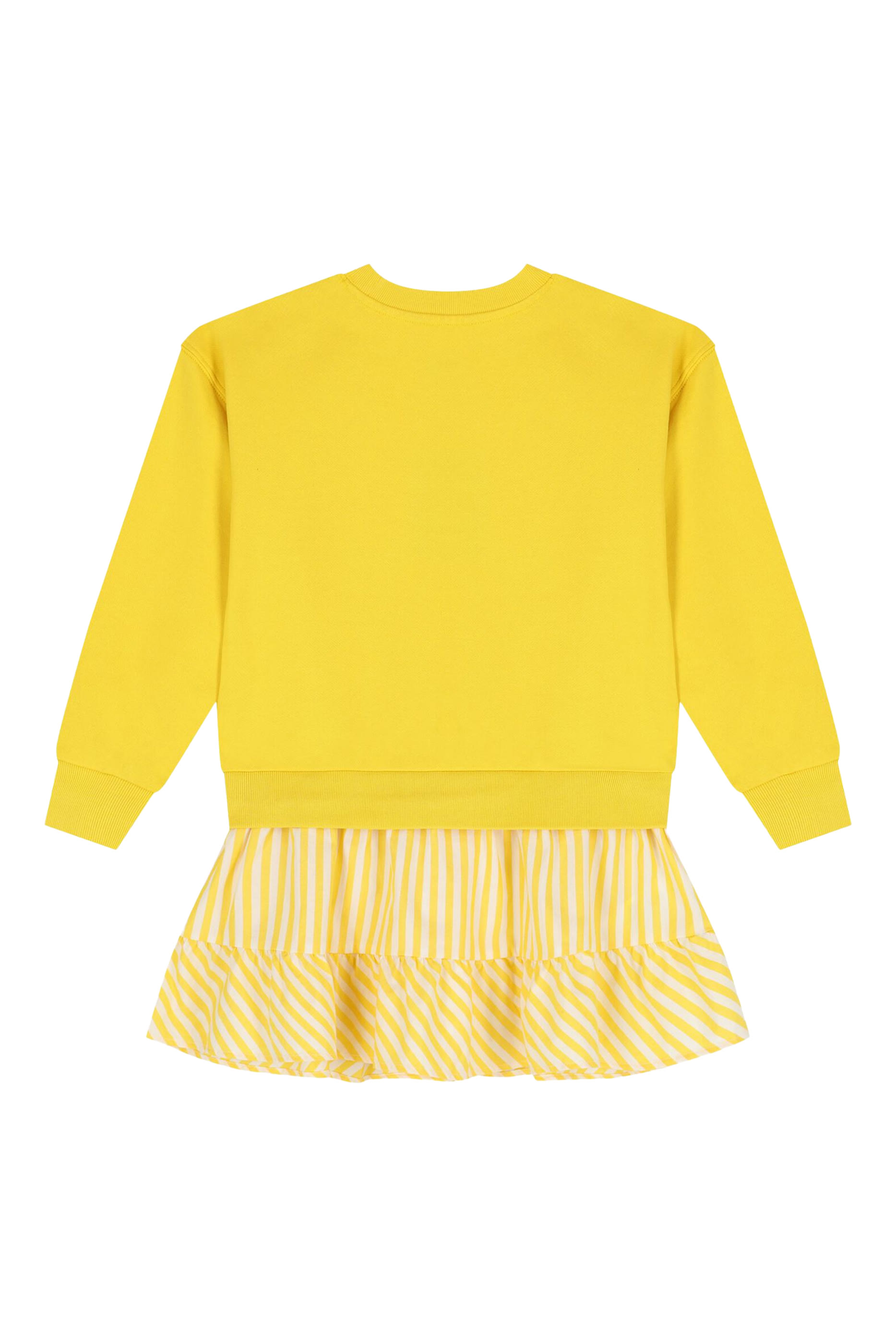 Kids Striped-Skirt Loopback Fleece Dress