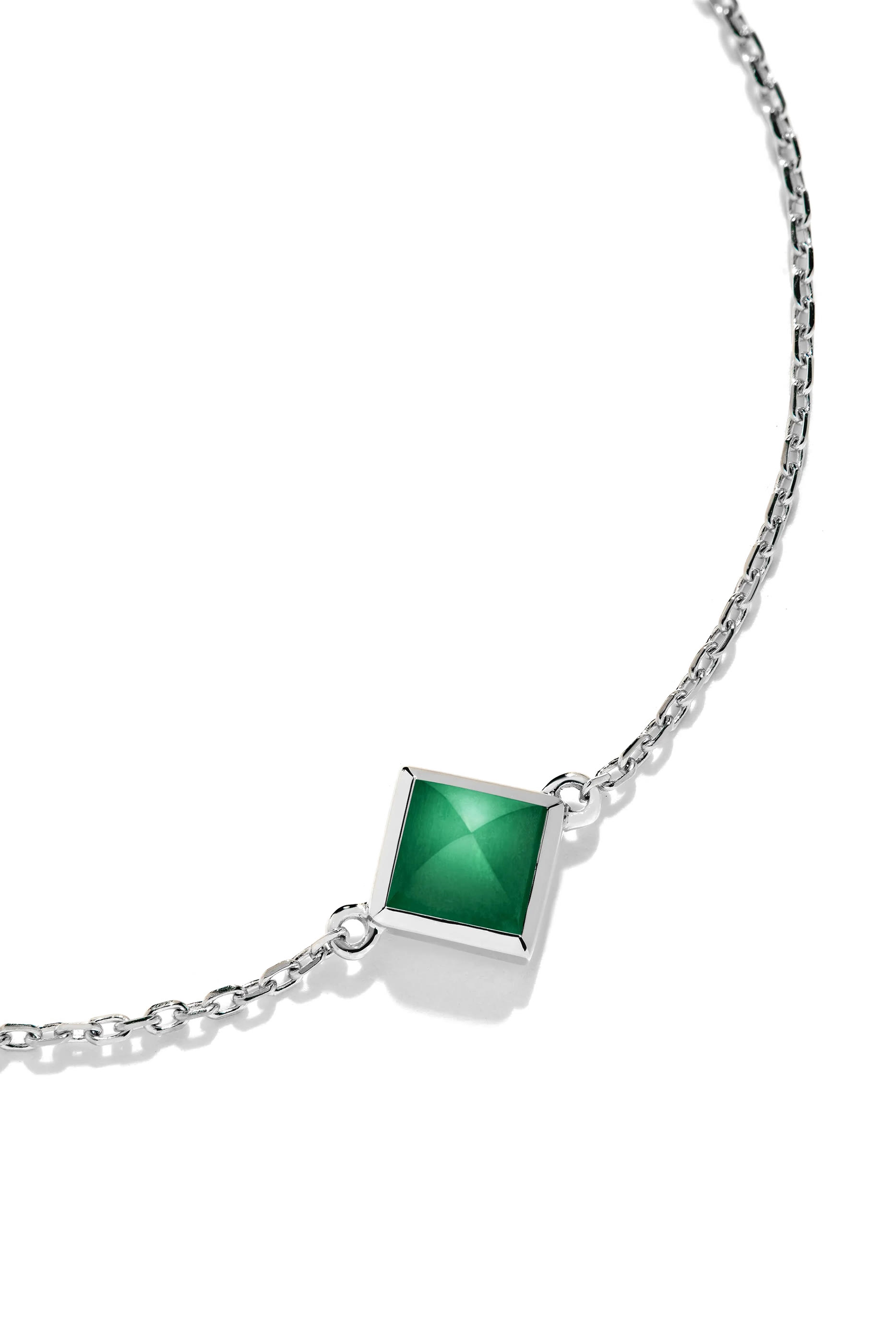 Cleo Pyramid Bracelet, 18k White Gold & Agate