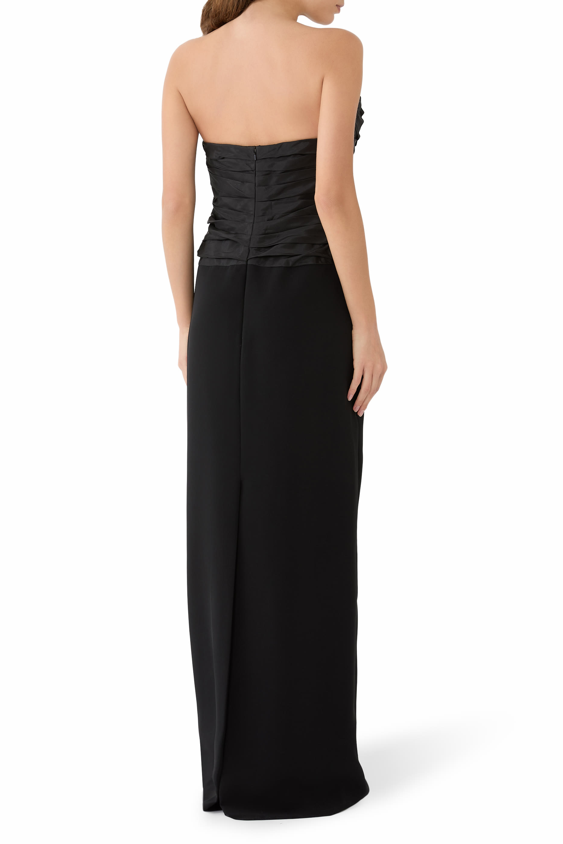  Strapless Draped Bodice Column Gown 