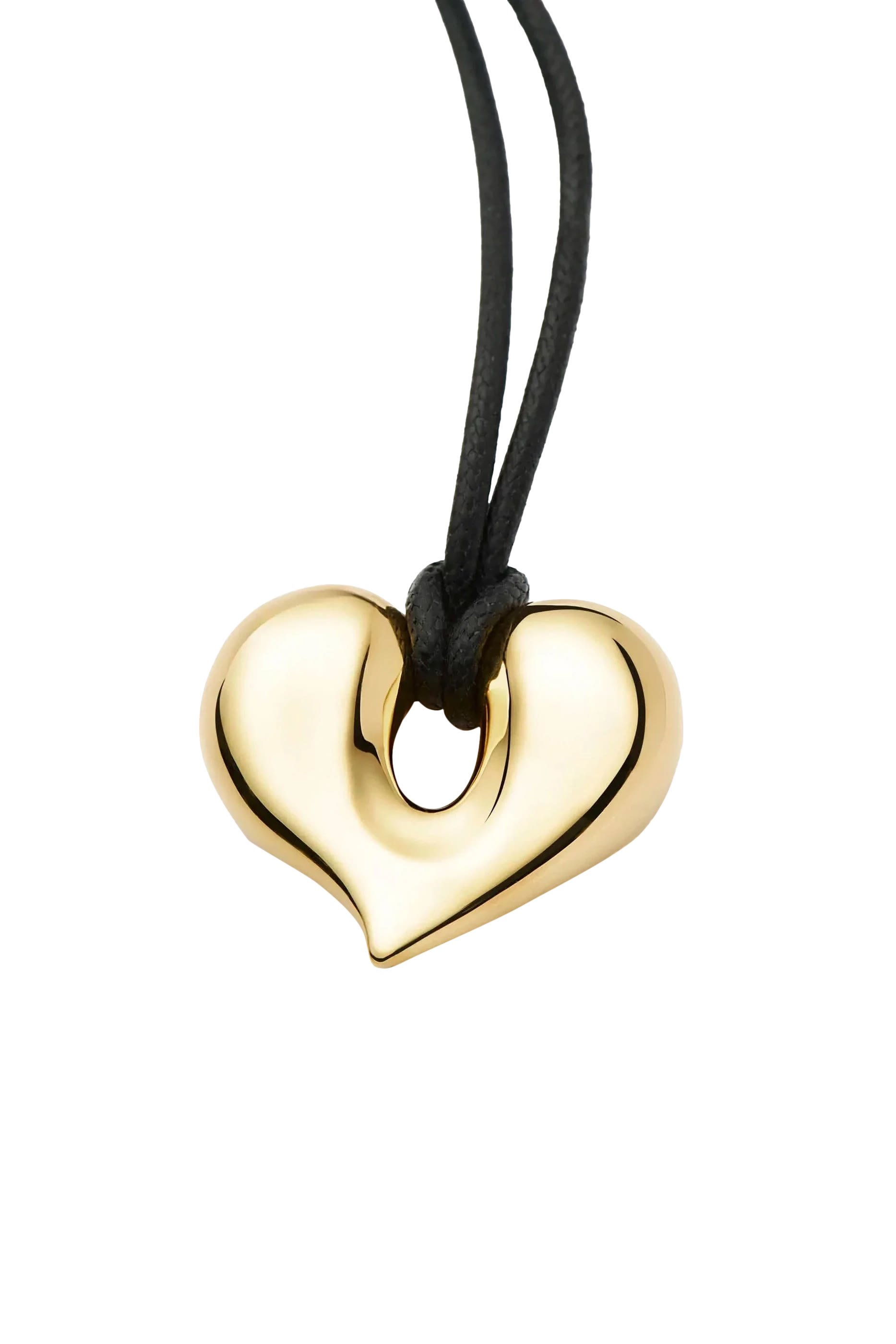  Molten Heart Pendant Cord Necklace, 18k Recycled Gold Plating on Brass