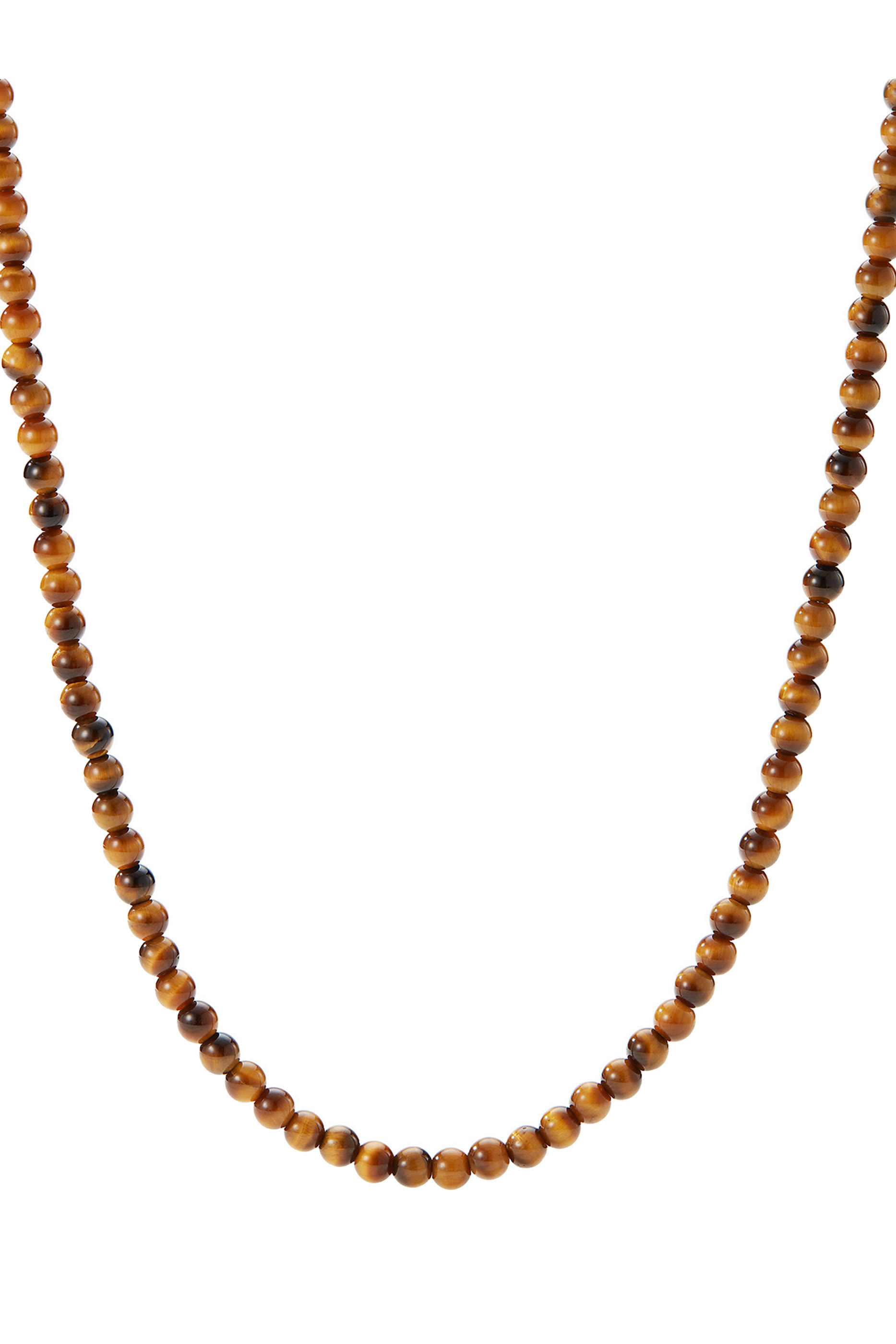 Spiritual Beaded Necklace, Sterling Silver & Tiger Eye