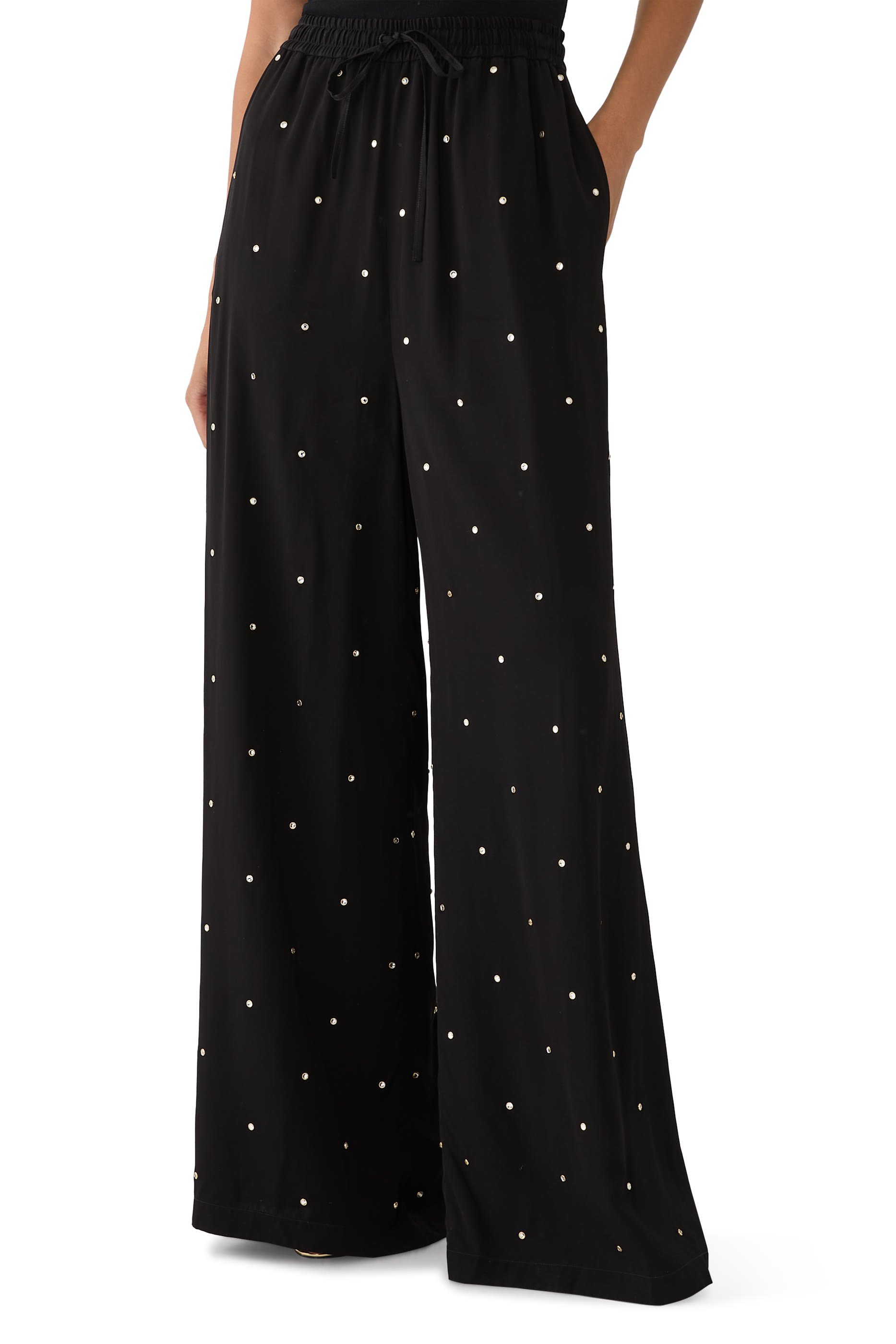 Lead-Free Crystal High-Rise Wide-Leg Trousers