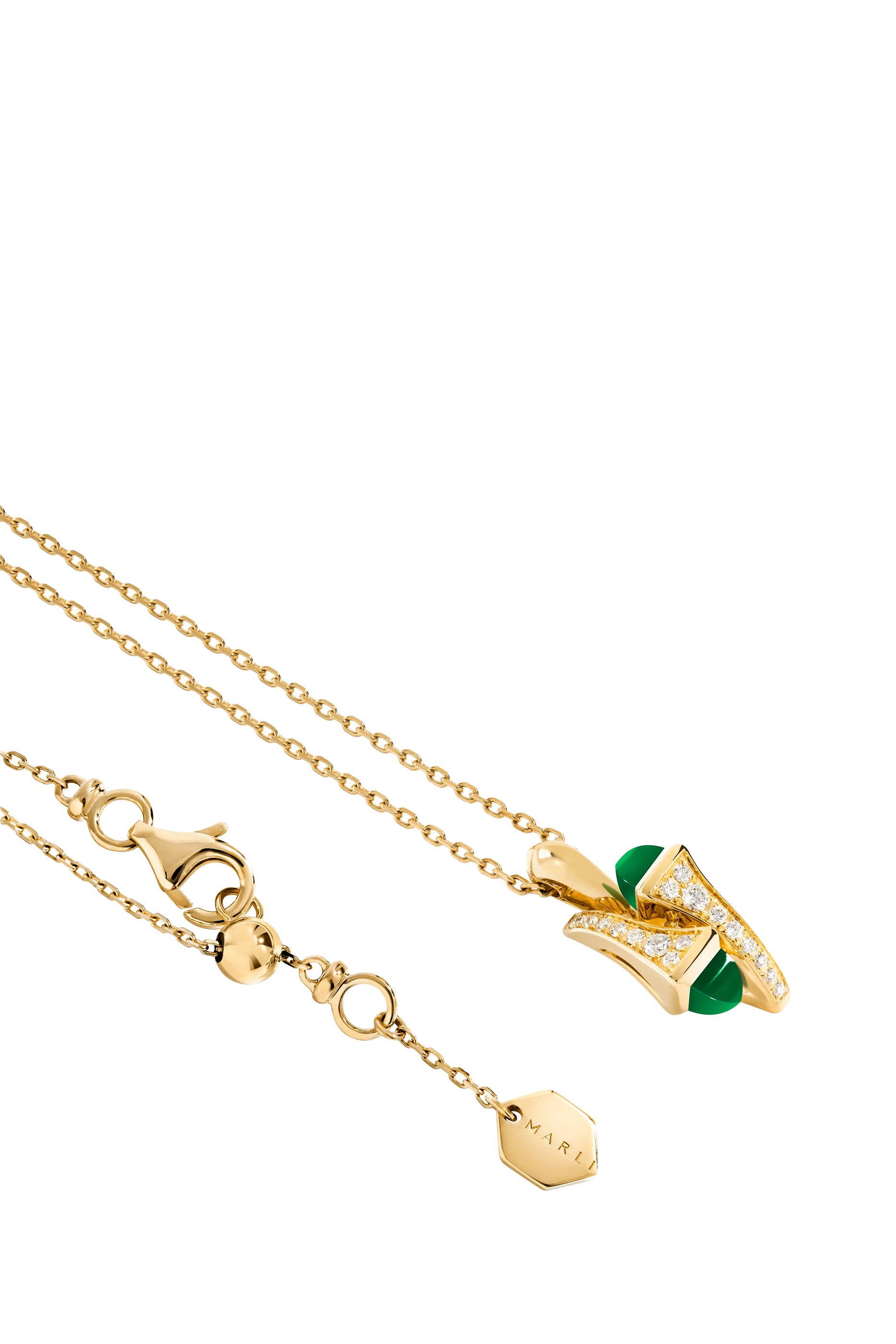 Cleo Huggie Pendant, 18k Yellow Gold & Agate, Diamonds