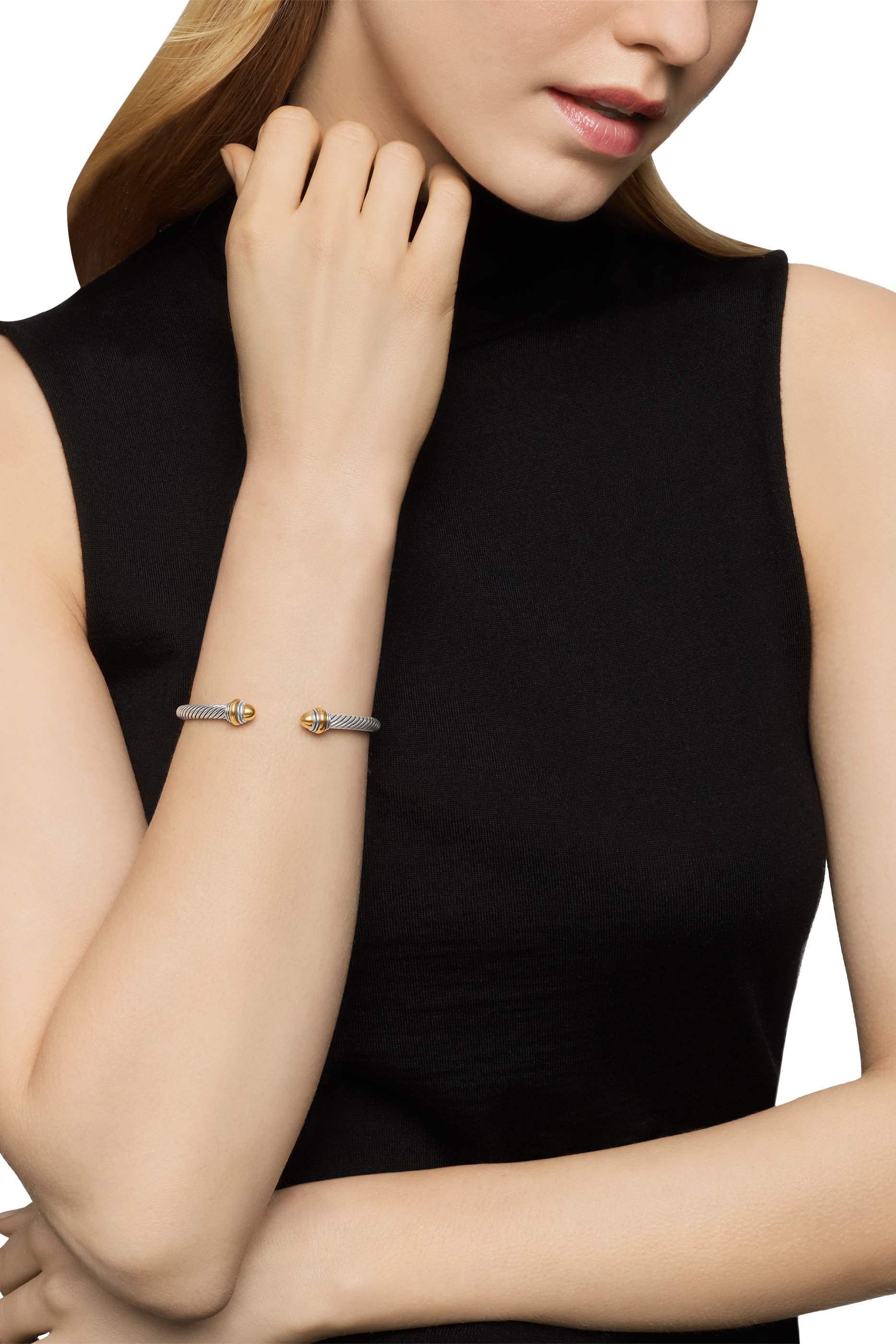 Classic Cable Bracelet, Sterling Silver with 14K Yellow Gold