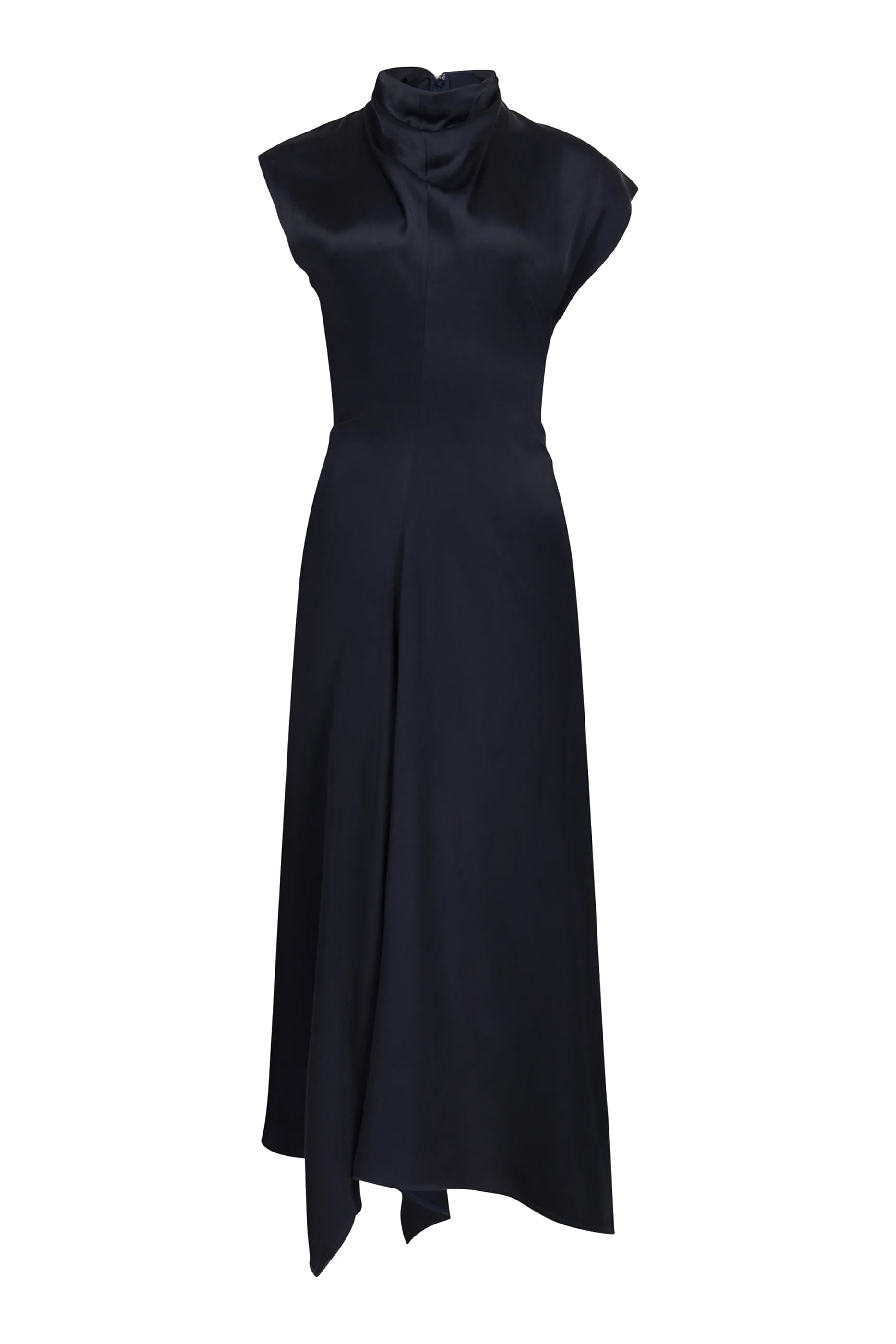 High Neck Draped Midi Dress 