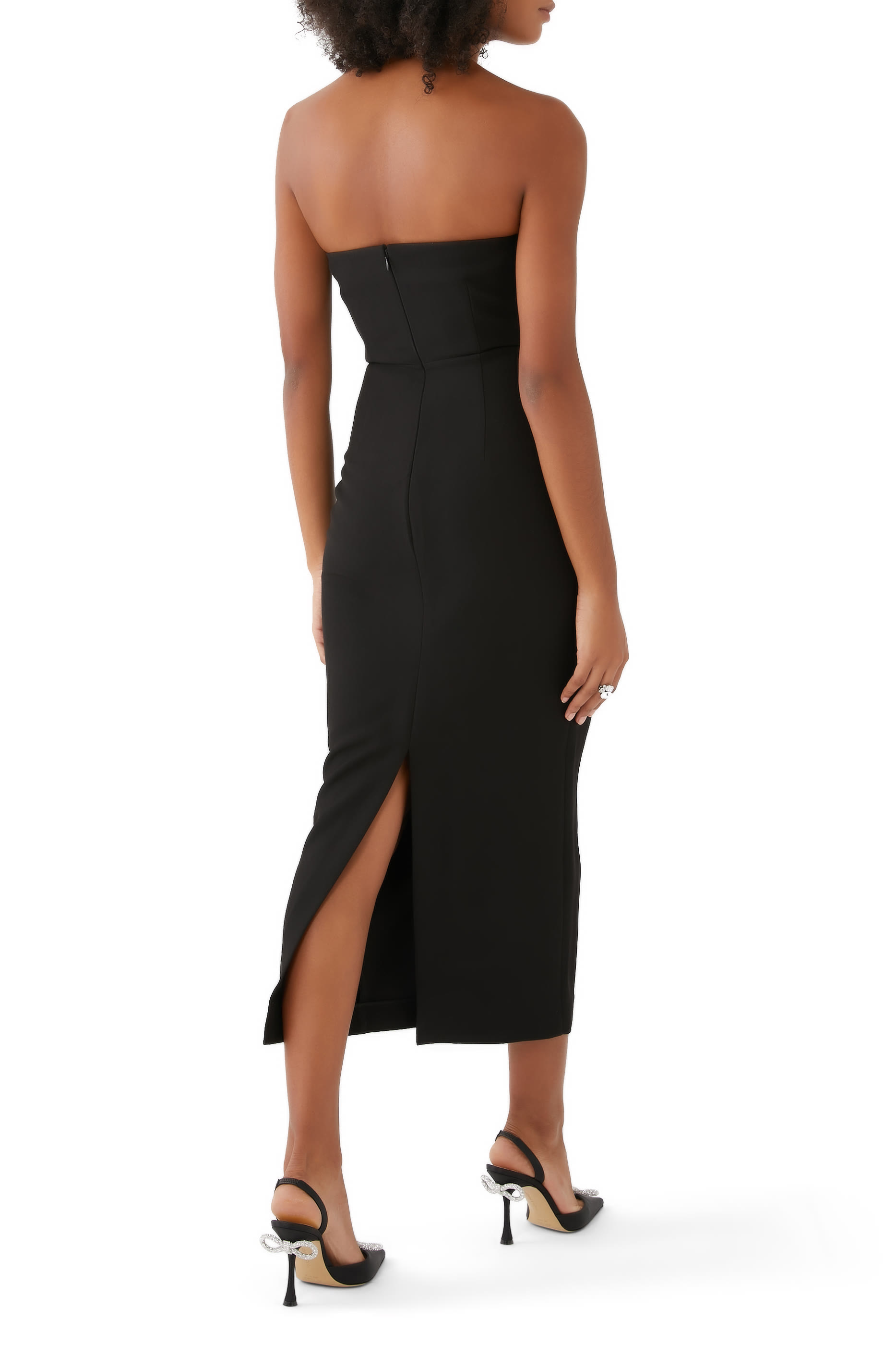 Strapless Crepe Midi Dress