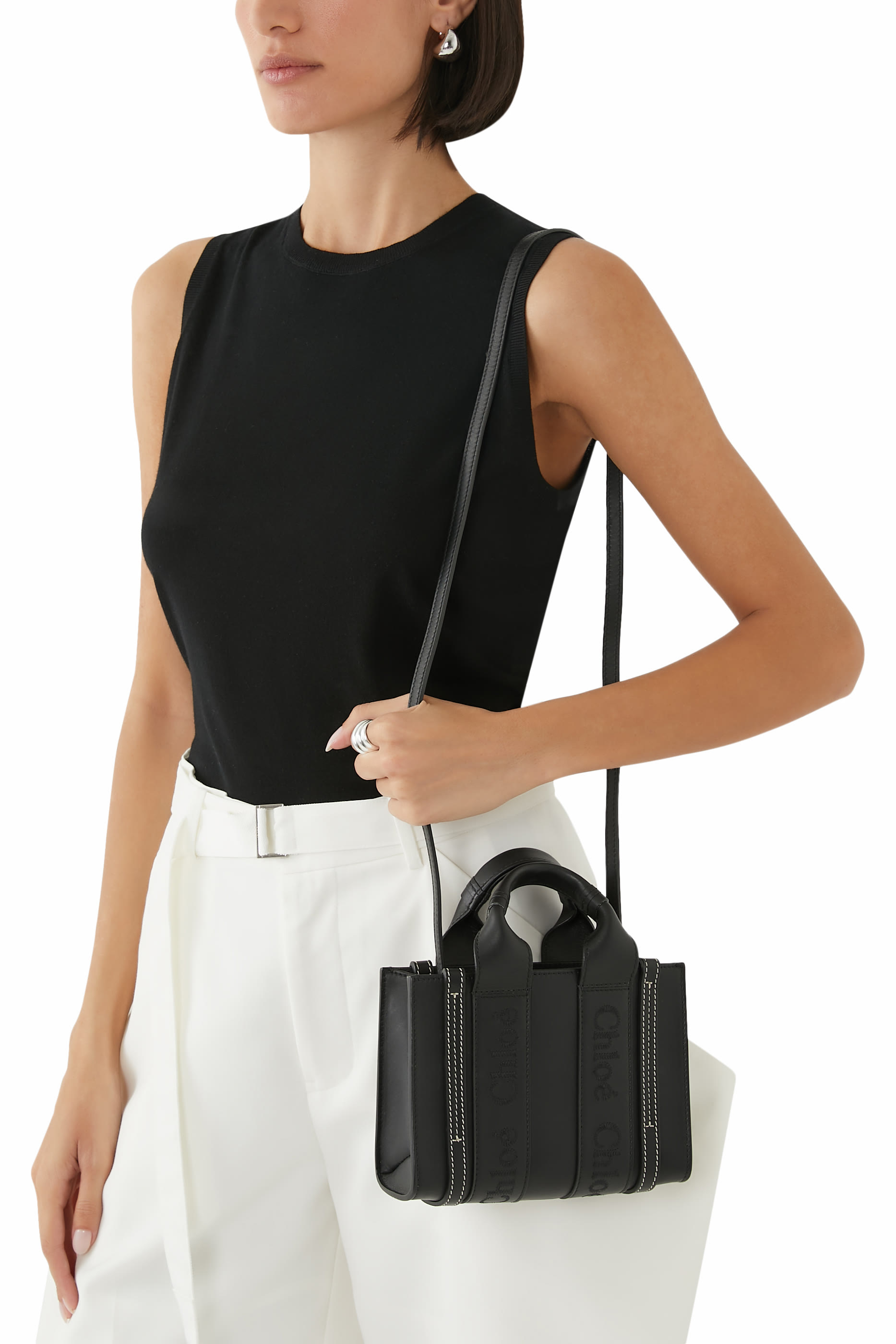 Woody Mini Leather Tote Bag