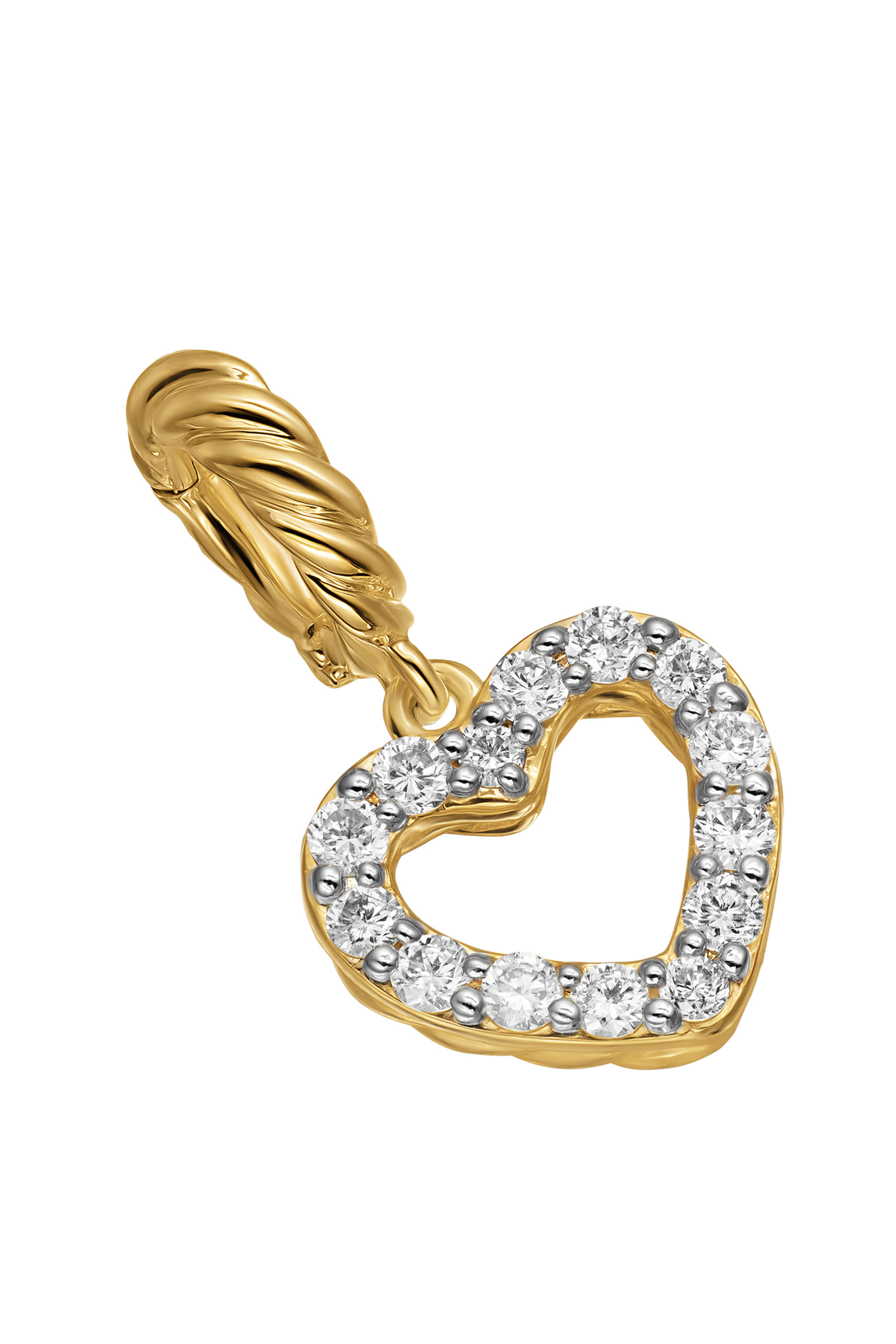 David Yurman Micro Pavé Open Heart Amulet, 18K Yellow Gold & Diamonds