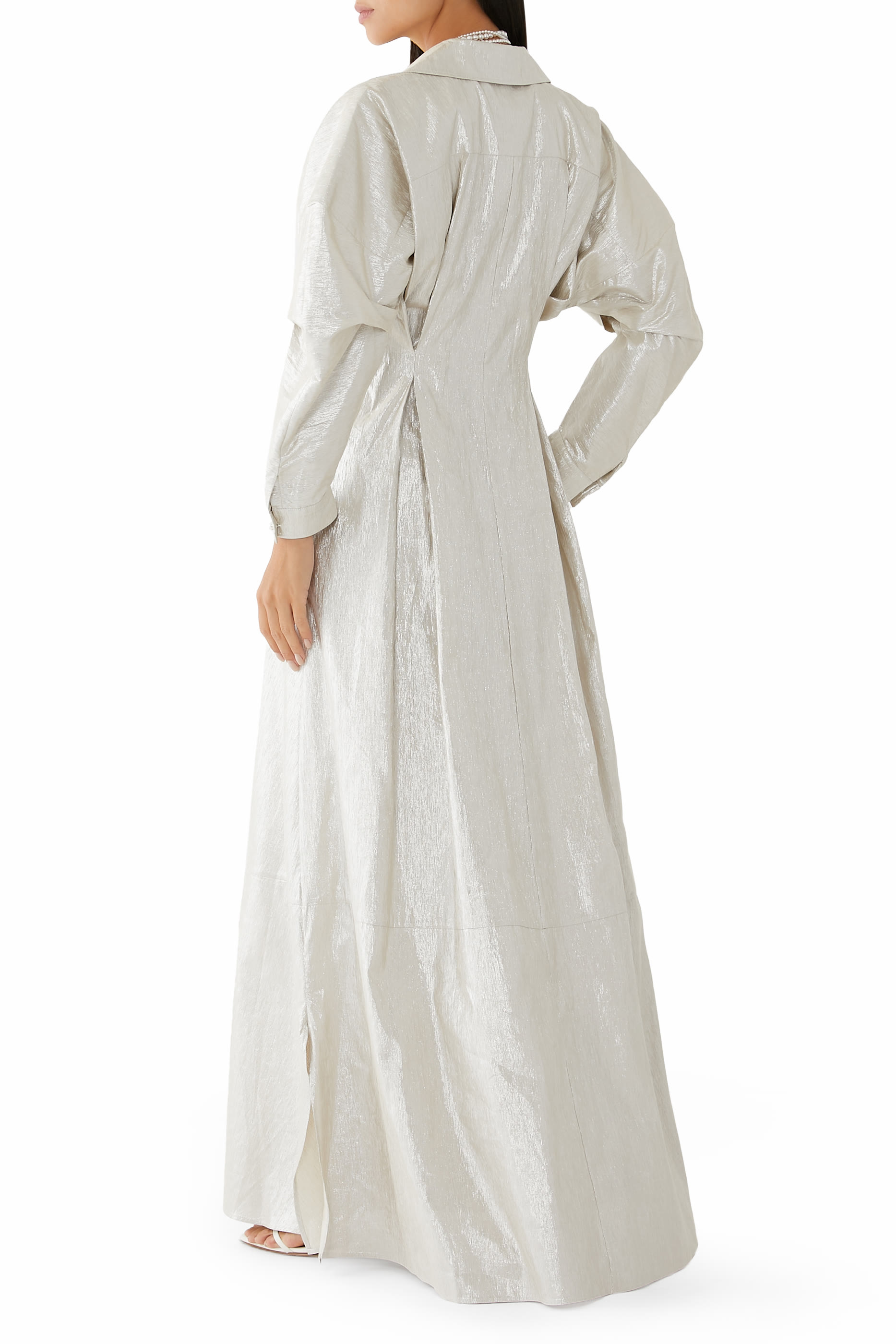 Honesty Opens Metallic Linen-Blend Maxi Dress
