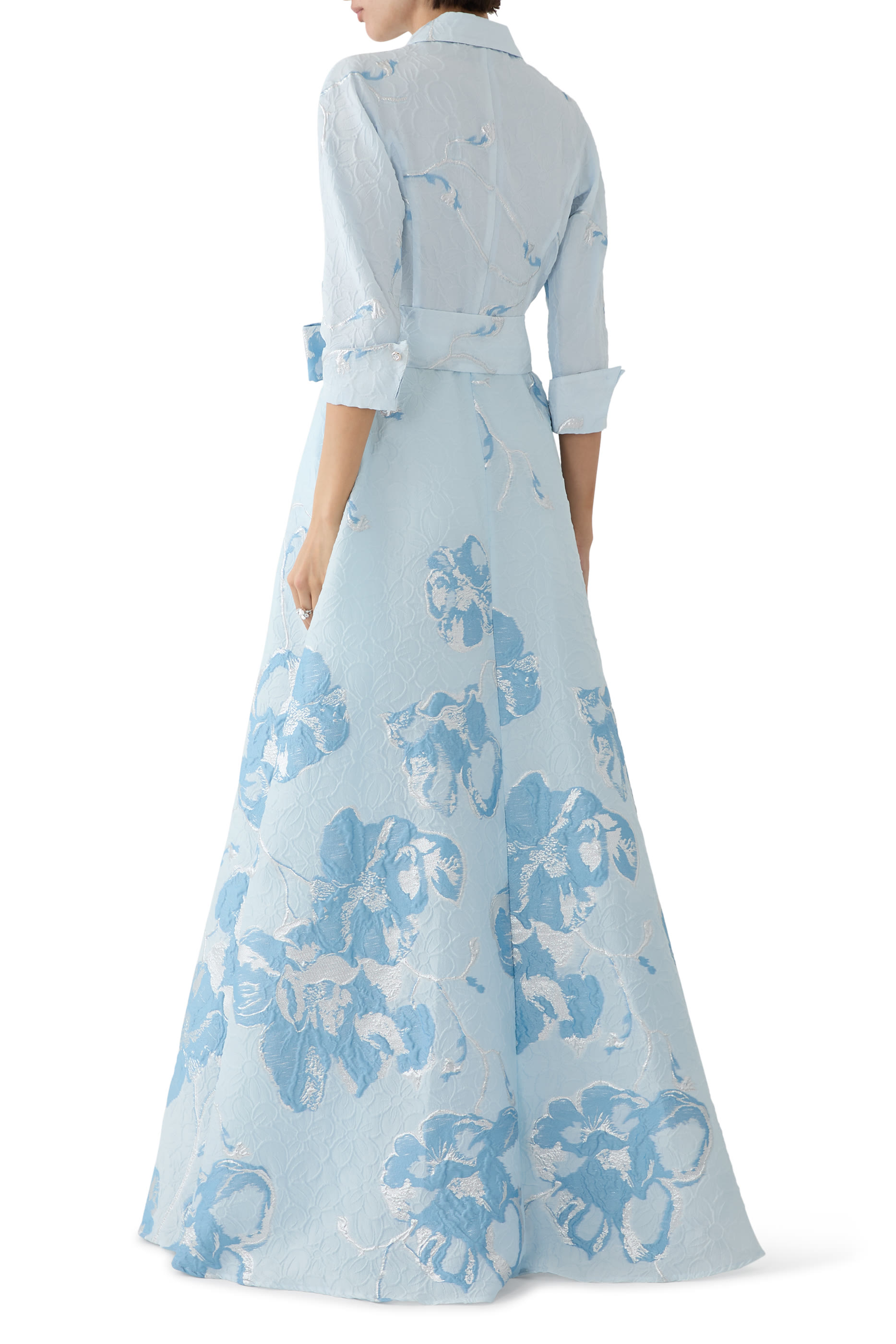 Jacquard Border Pattern Shirt Gown