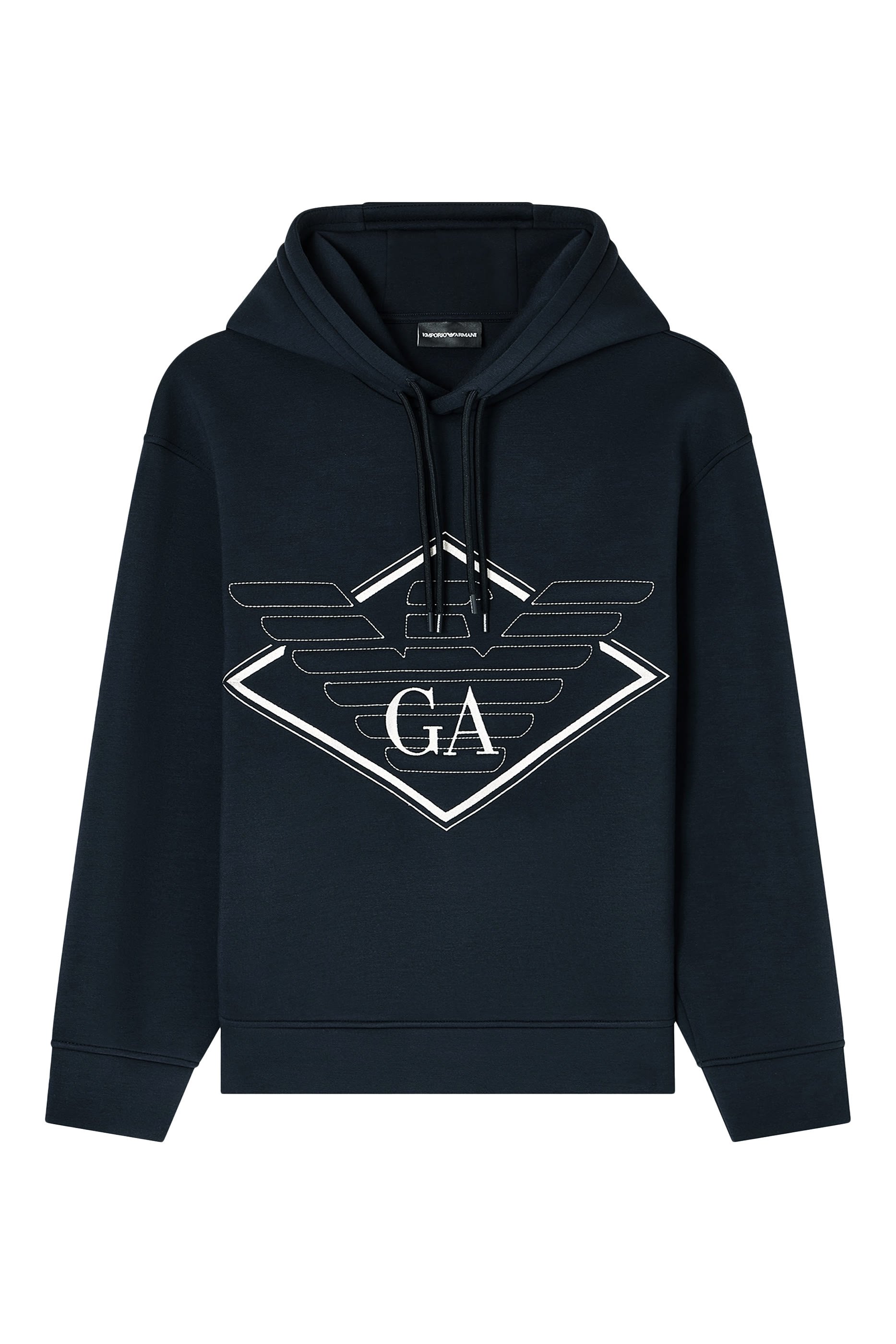 Oversized Eagle Logo Double-Jersey Hooded Sweatshirt